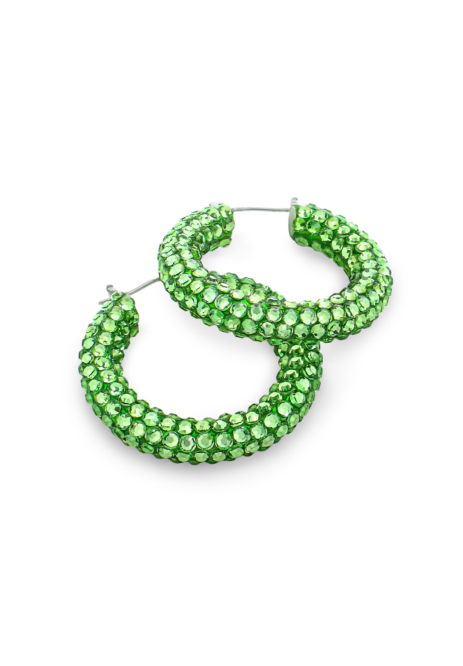 Euphoric Shine Hoop Earrings-M (1.7 x 1.7 inch)-Peridot