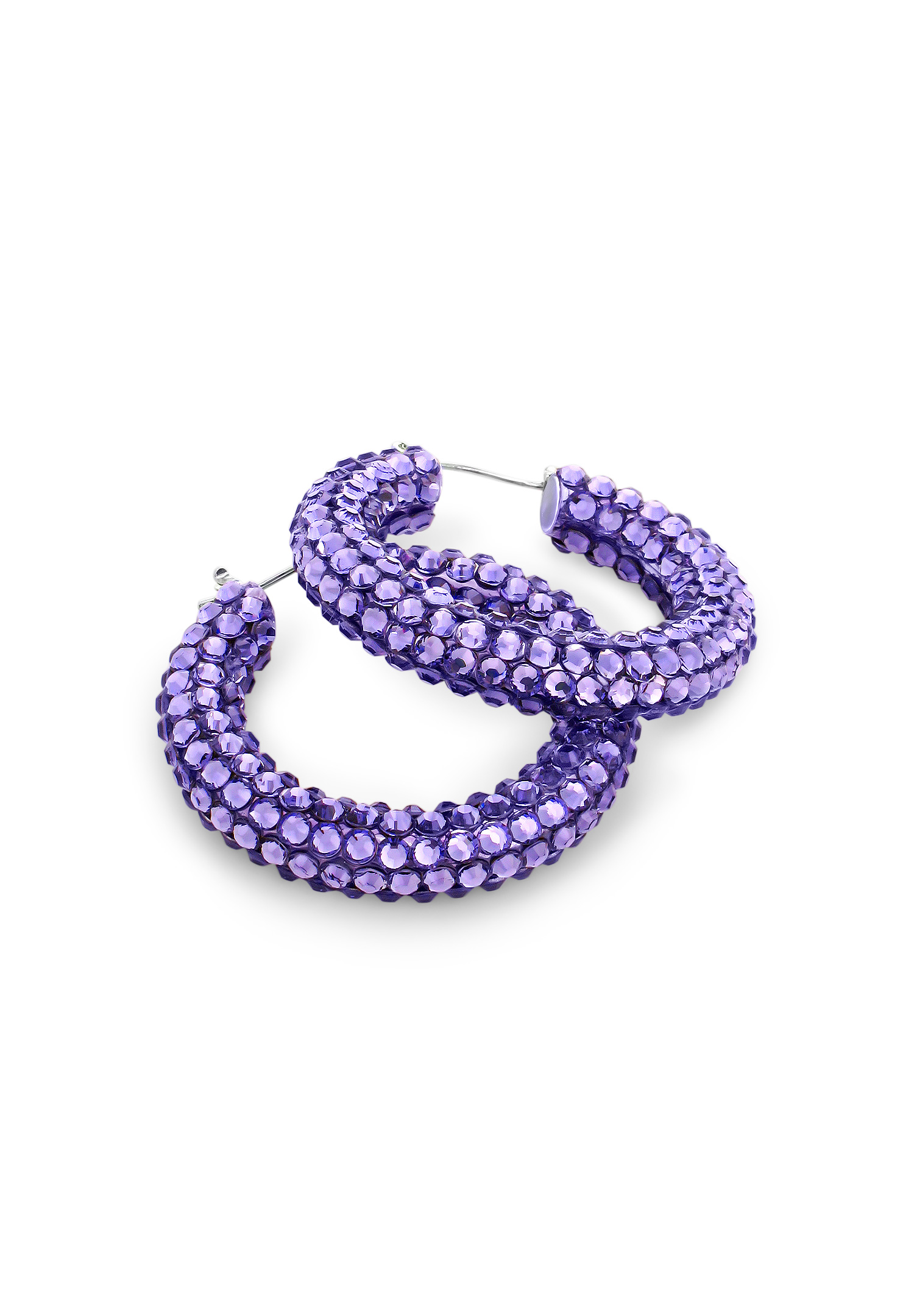 Euphoric Shine Hoop Earrings-M (1.7 x 1.7 inch)-Tanzanite