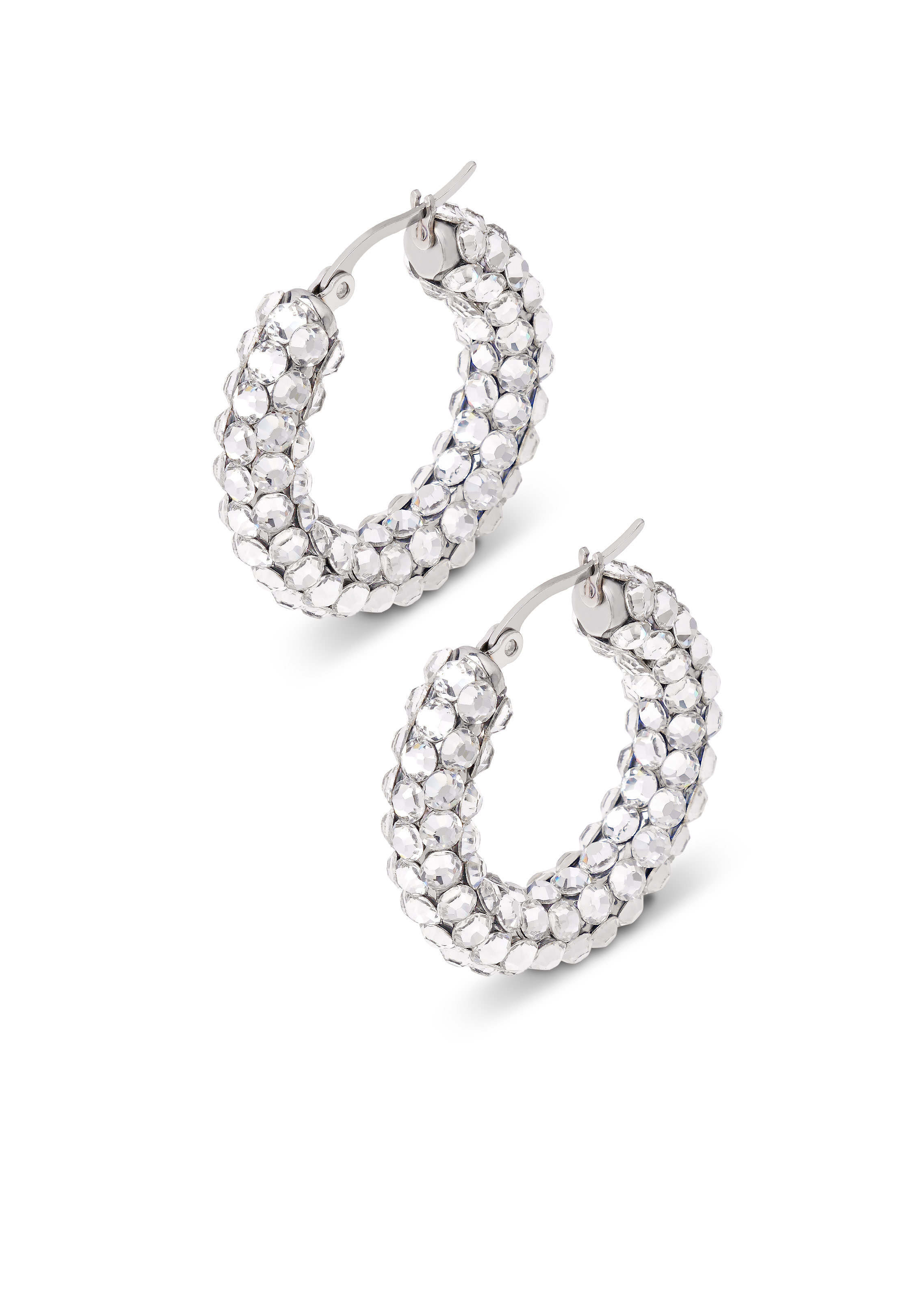 Euphoric Shine Hoop Earrings-S (1.25 x 1.25 inch)-Crystal