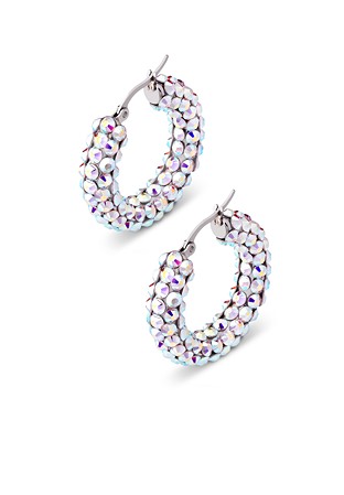 Euphoric Shine Hoop Earrings-S (1.25 x 1.25 inch)-Crystal AB