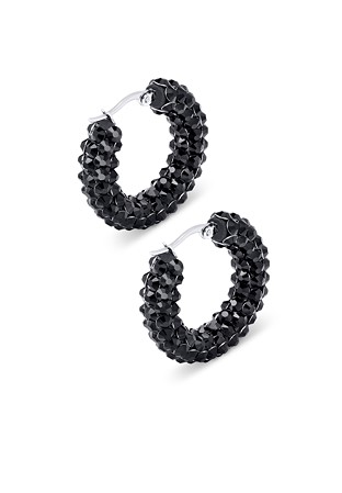 Euphoric Shine Hoop Earrings-S (1.25 x 1.25 inch)-Jet