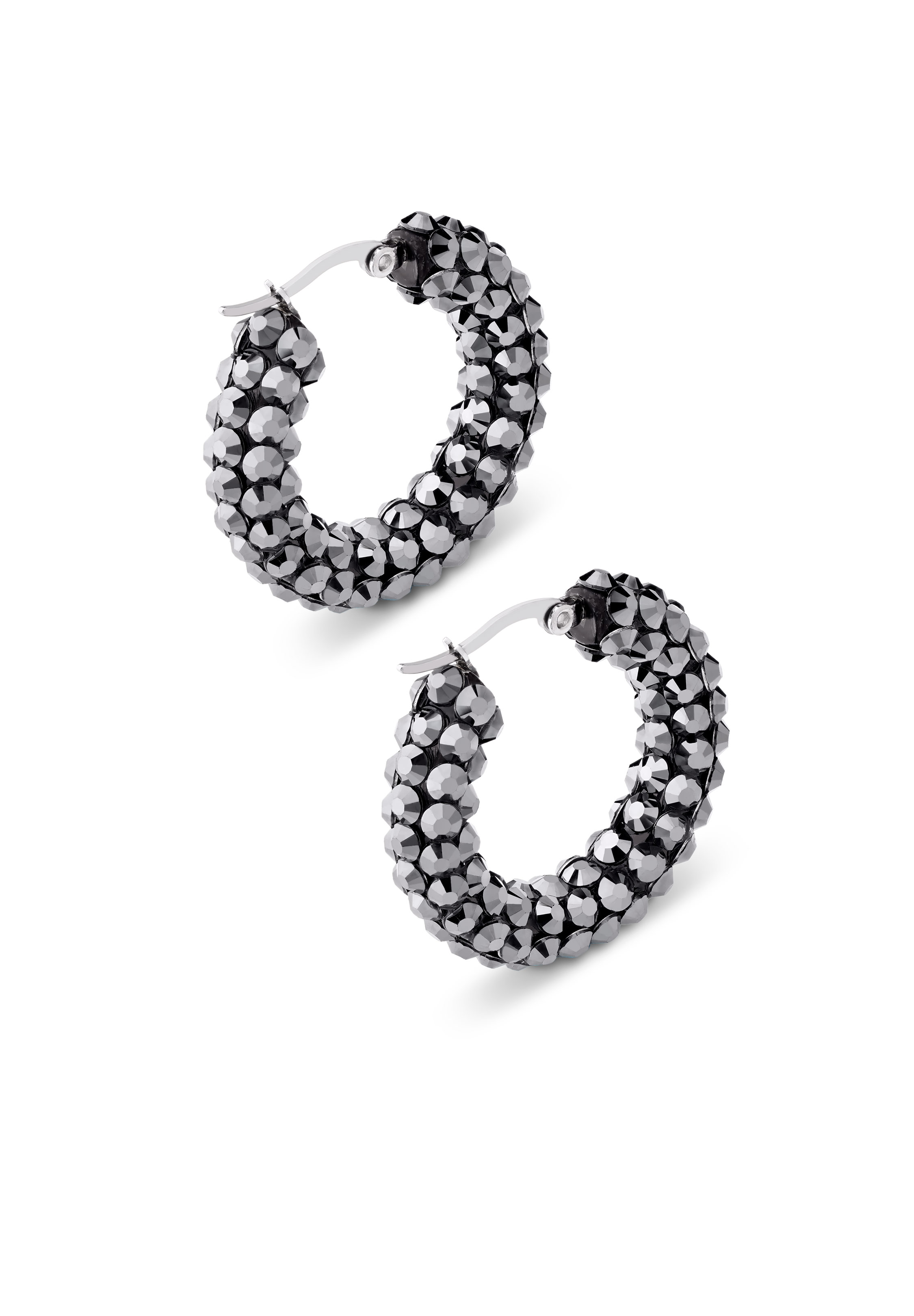 Euphoric Shine Hoop Earrings-S (1.25 x 1.25 inch)-Jet Hematite