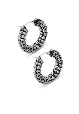 Euphoric Shine Hoop Earrings-S (1.25 x 1.25 inch)-Jet Hematite