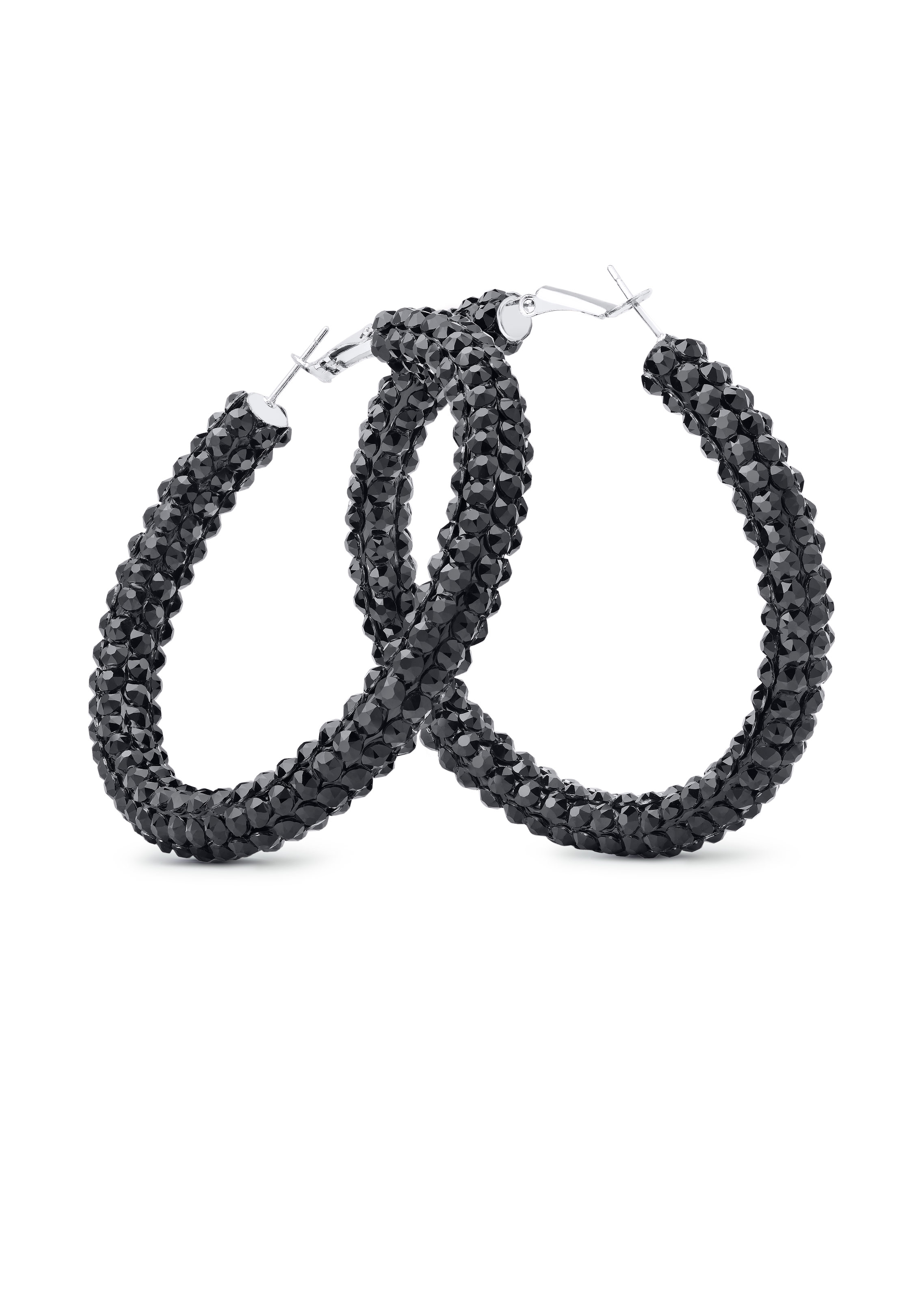 Euphoric Shine Hoop Earrings-XL (2.5 X 2.5 inch)-Jet