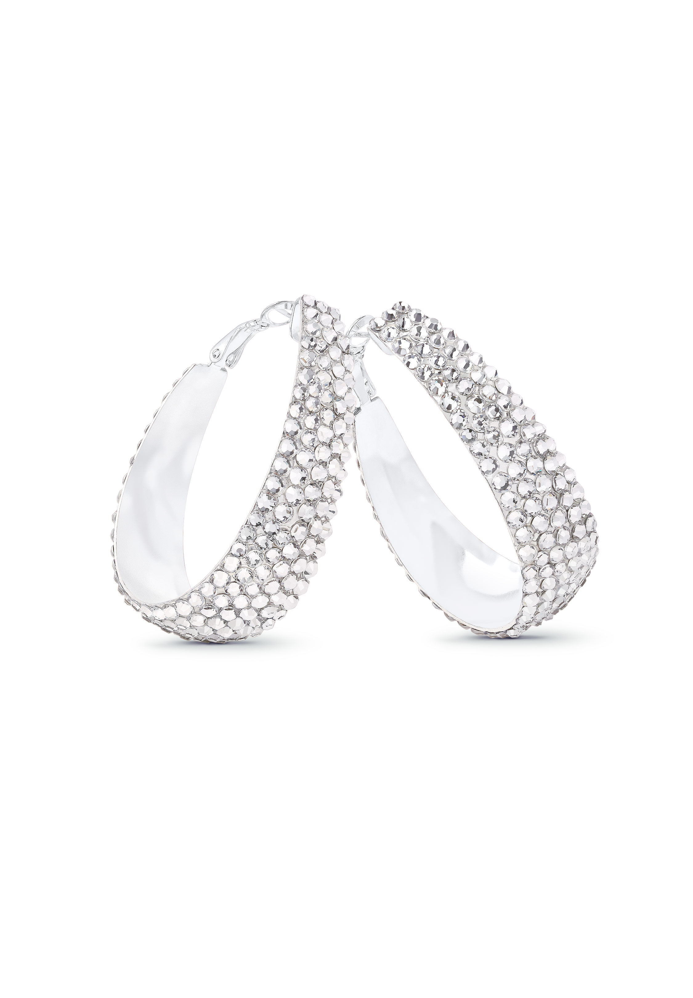 Oval Hoop Earring-Crystal