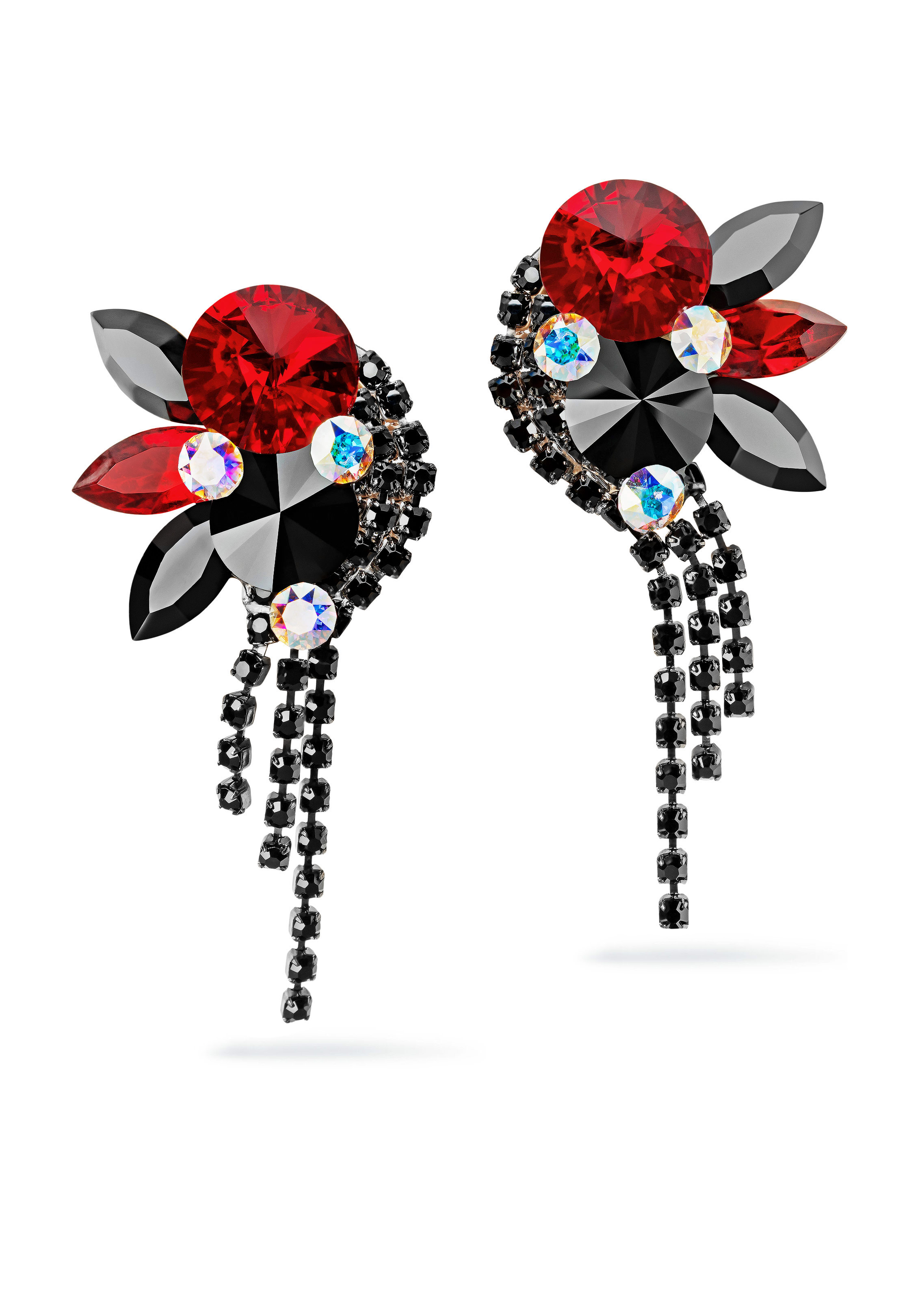 Rhinestone Earring 204178 SMJCAB-Siam/Jet/Crystal AB