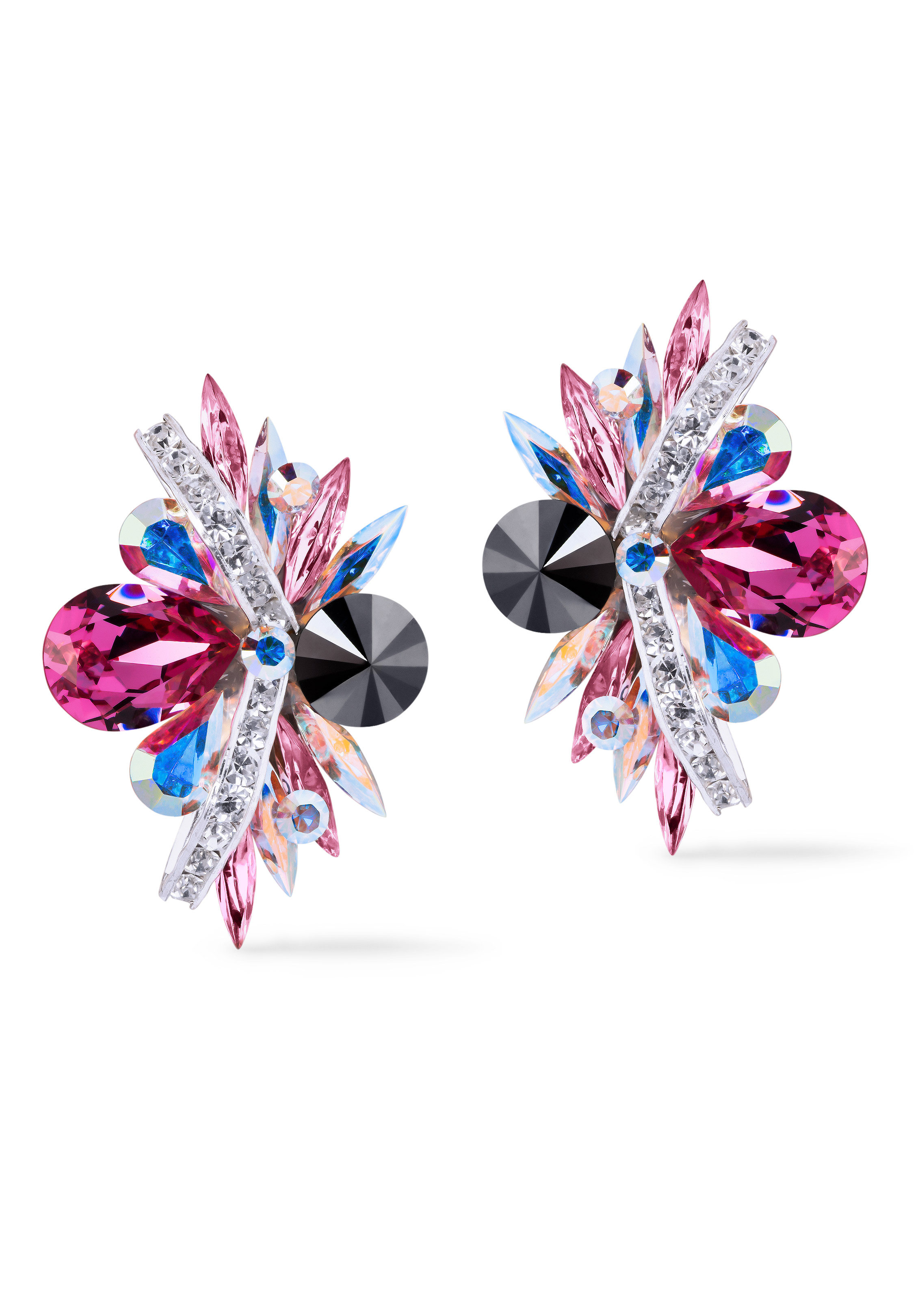 Rhinestone Earring 2067 LRJHAB-Light Rose / Jet Hematite