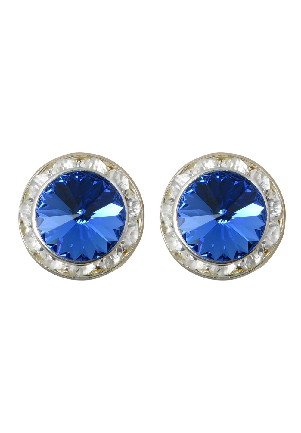 Rhinestone Earring Button SP-Sapphire