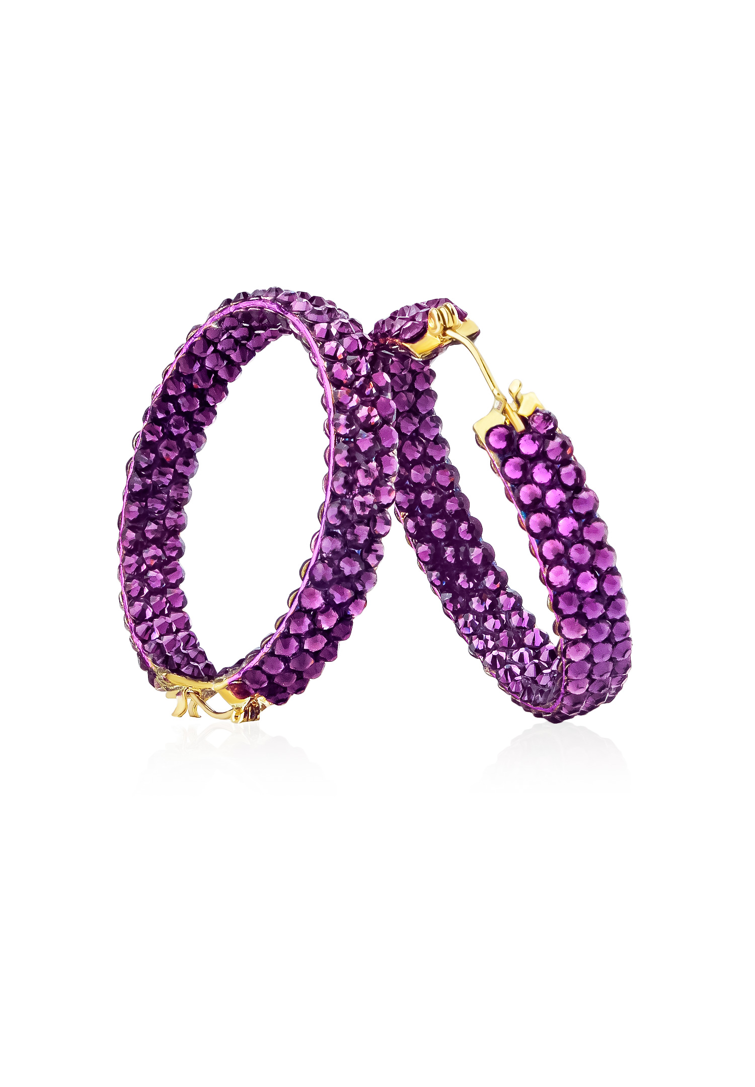 Triple Sparkle Earrings-M (1.5 x 1.5 inch)-Amethyst