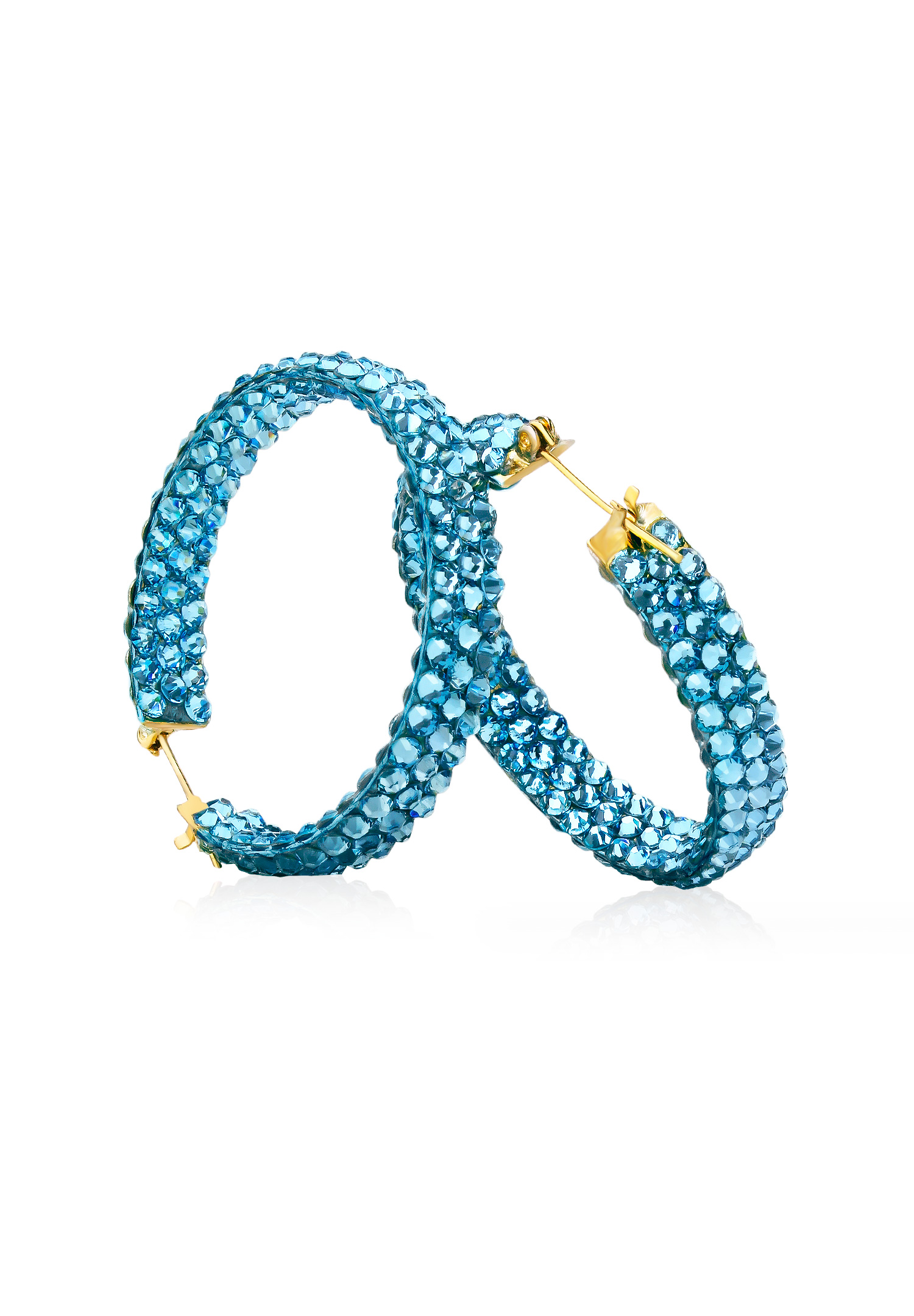 Triple Sparkle Earrings-M (1.5 x 1.5 inch)-Aquamarine