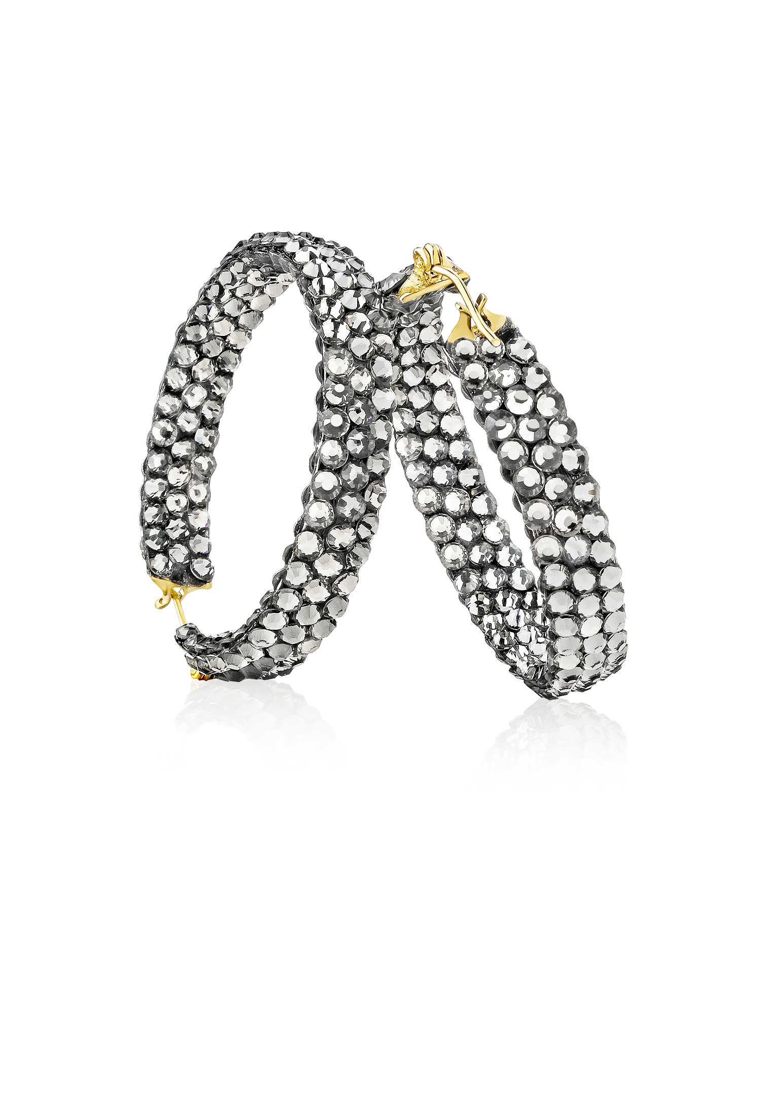 Triple Sparkle Earrings-M (1.5 x 1.5 inch)-Black Diamond