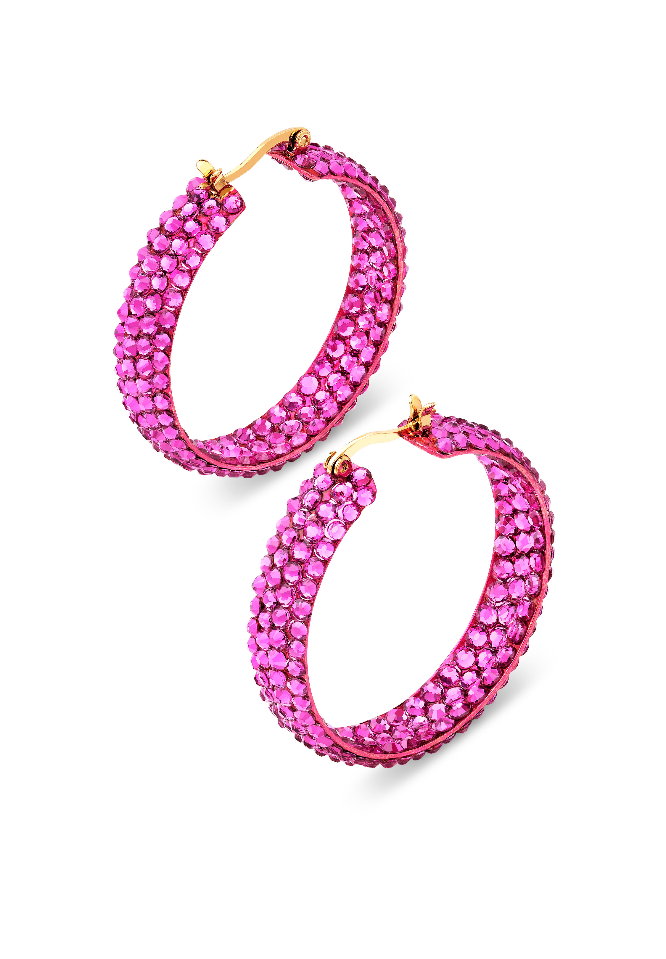 Triple Sparkle Earrings-M (1.5 x 1.5 inch)-Fuchsia