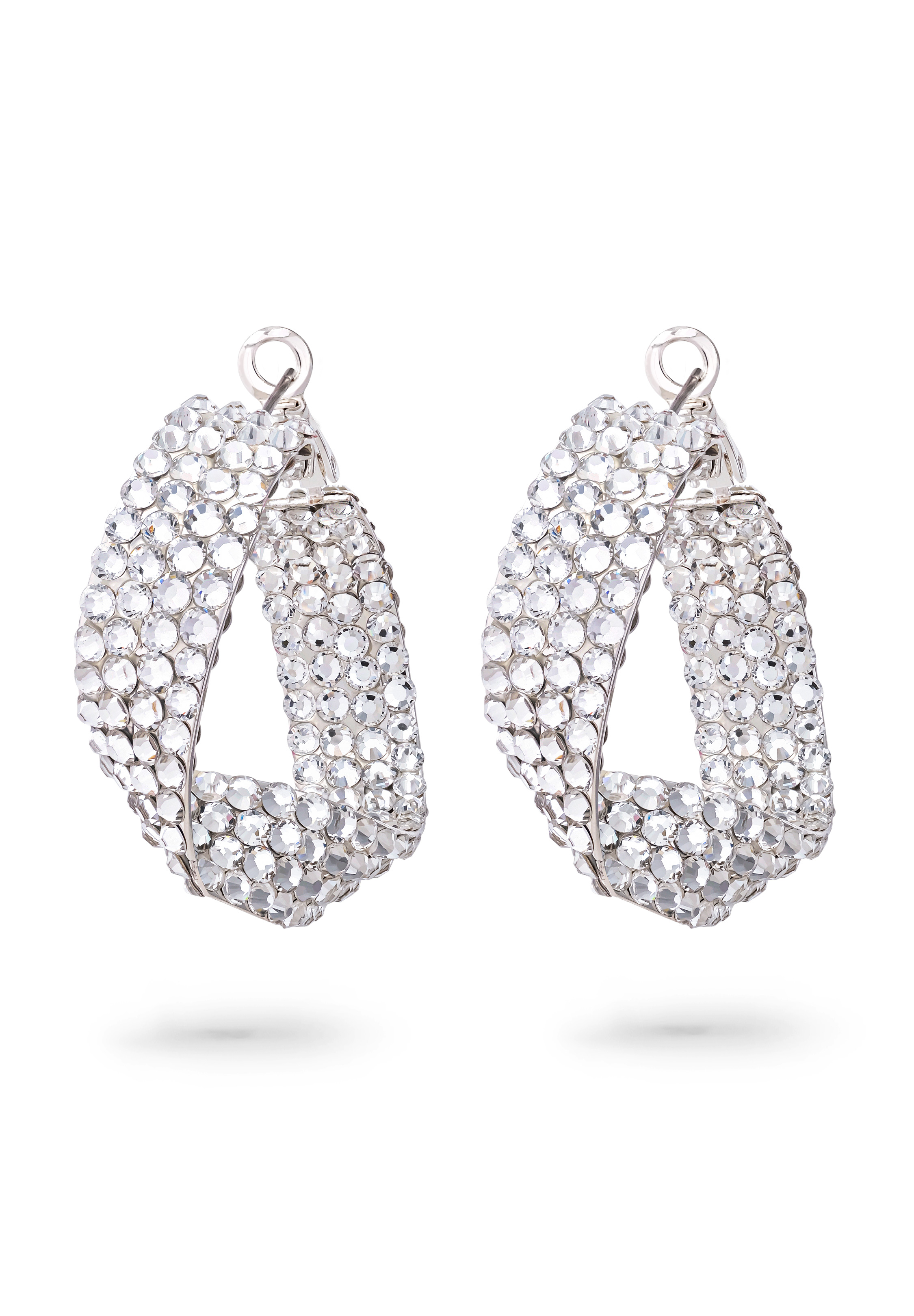 Twist Hoop Earrings-Crystal