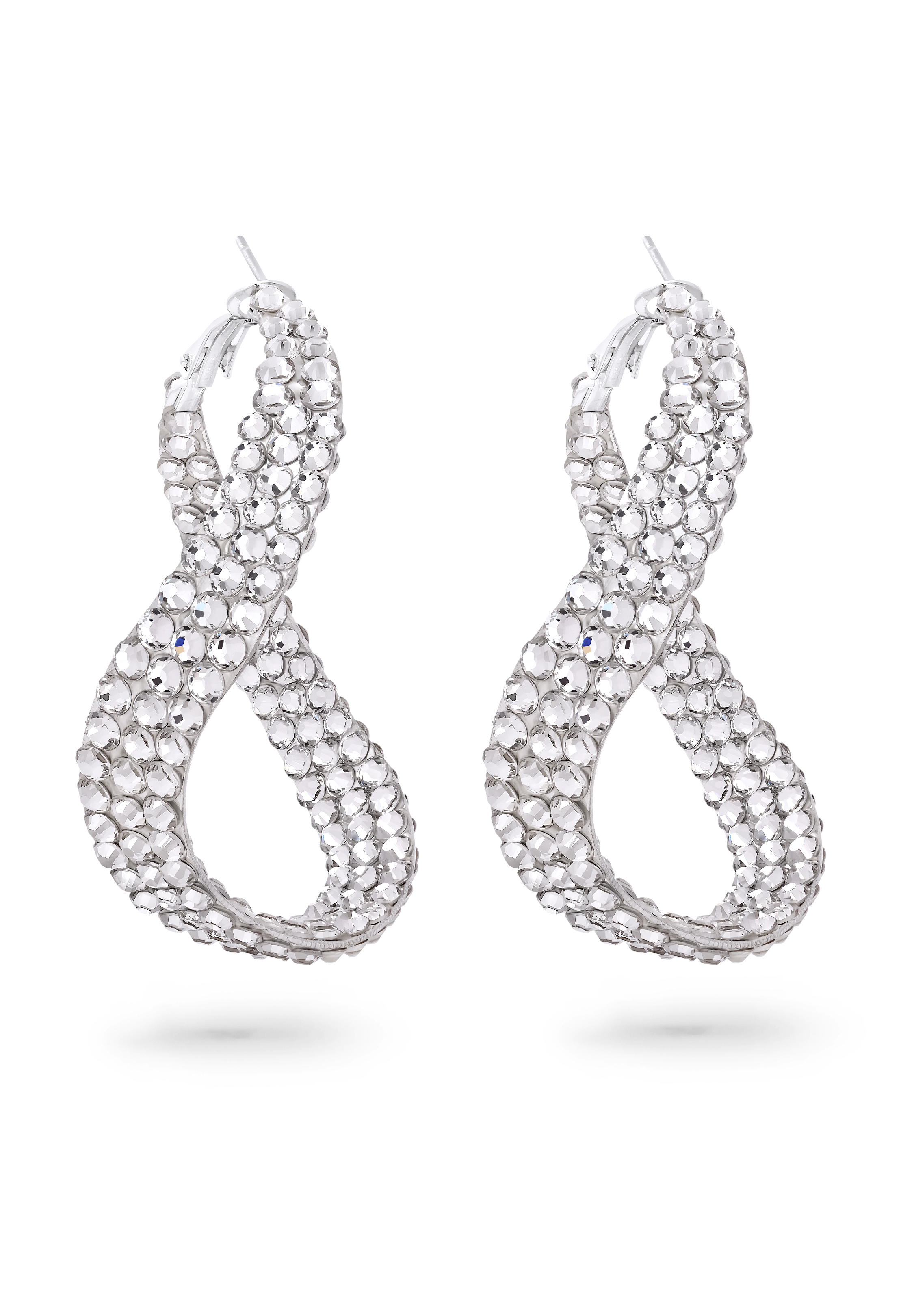 Wavy Hoop Earrings-Crystal
