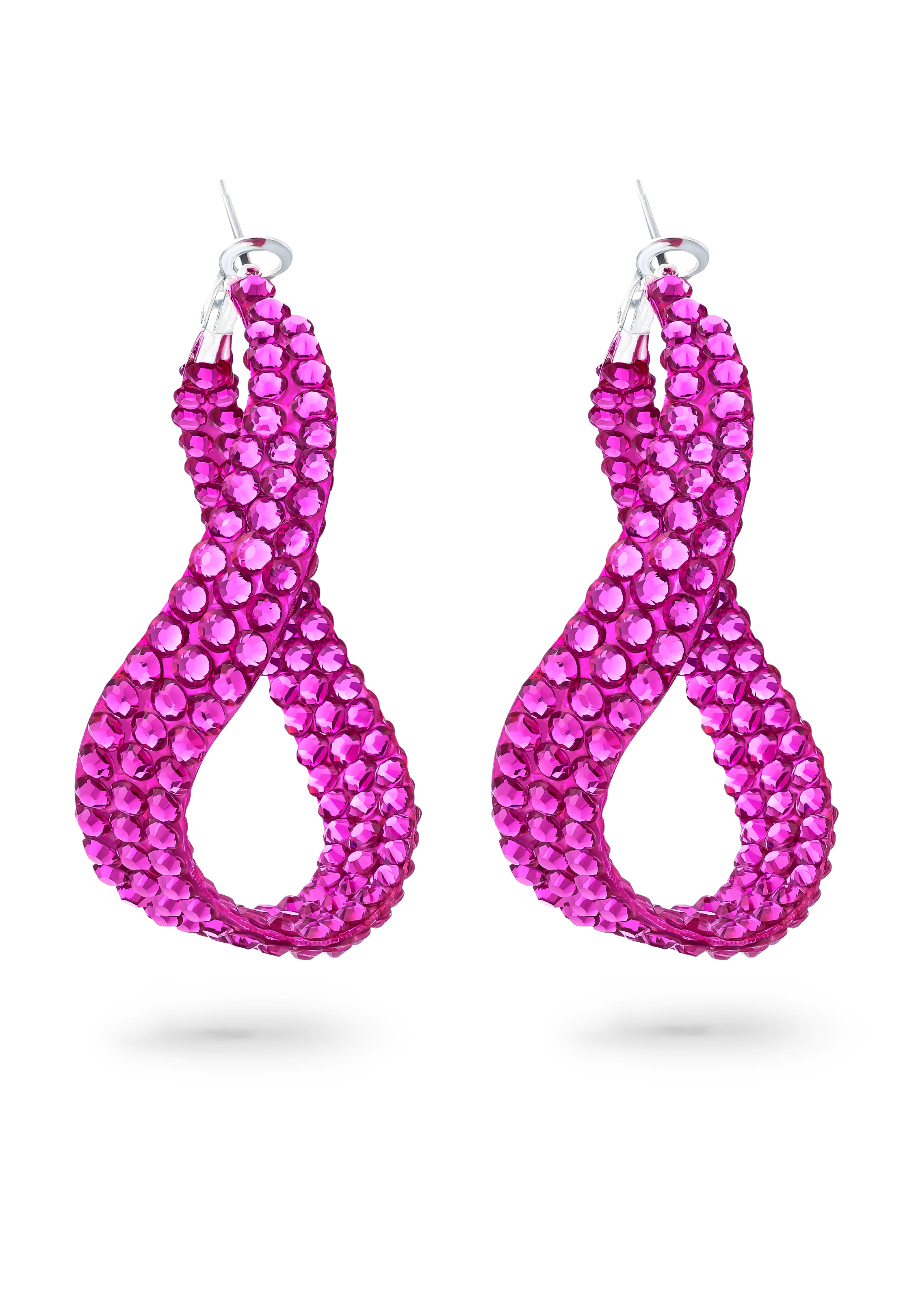 Wavy Hoop Earrings-Fuchsia