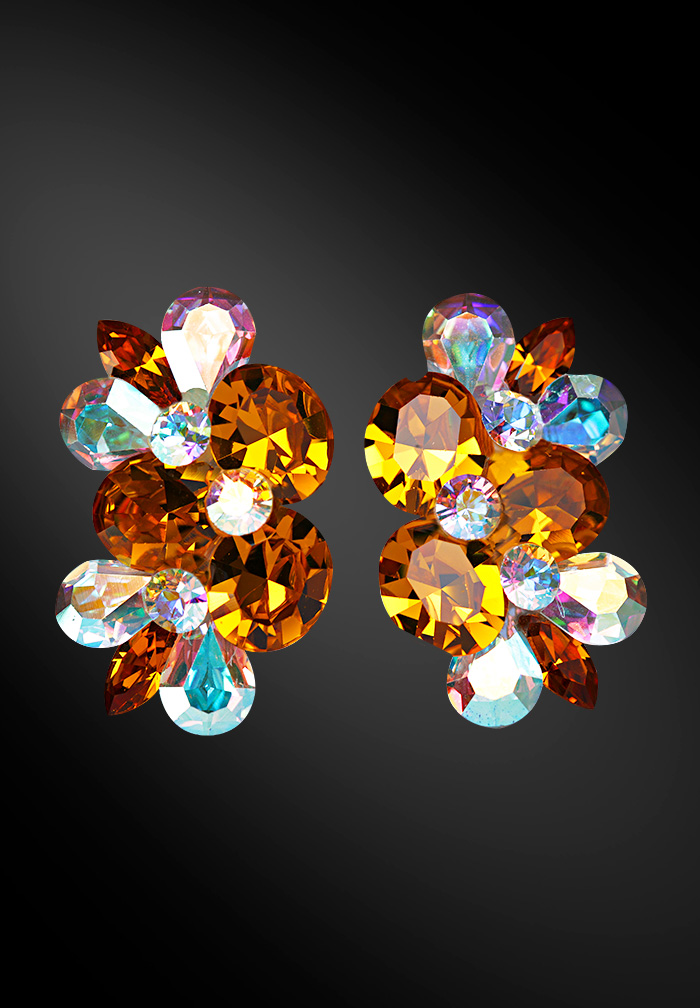 Zdenka Arko Topaz & Crystal AB Rhinestone Earrings UH06003-112-Crystal AB / Topaz