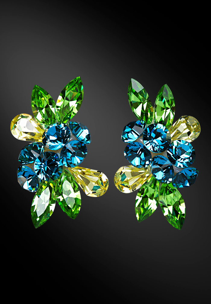 Zdenka Arko Peridot & Indicolite Crystal Earrings UH06011-126-Indicolite