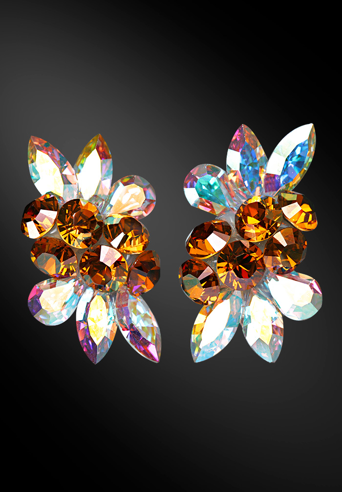 Zdenka Arko Crystal AB & Topaz Rhinestone Earrings UH06011-128-Crystal AB