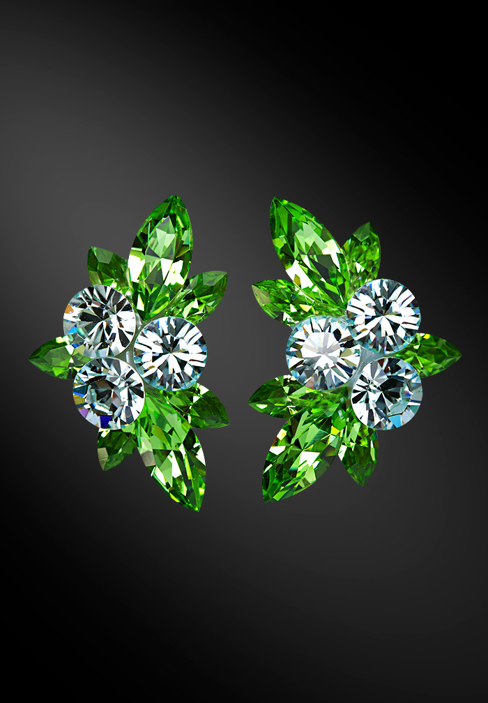 Zdenka Arko Peridot & Light Azore Rhinestone Earrings UH06012-123-Peridot