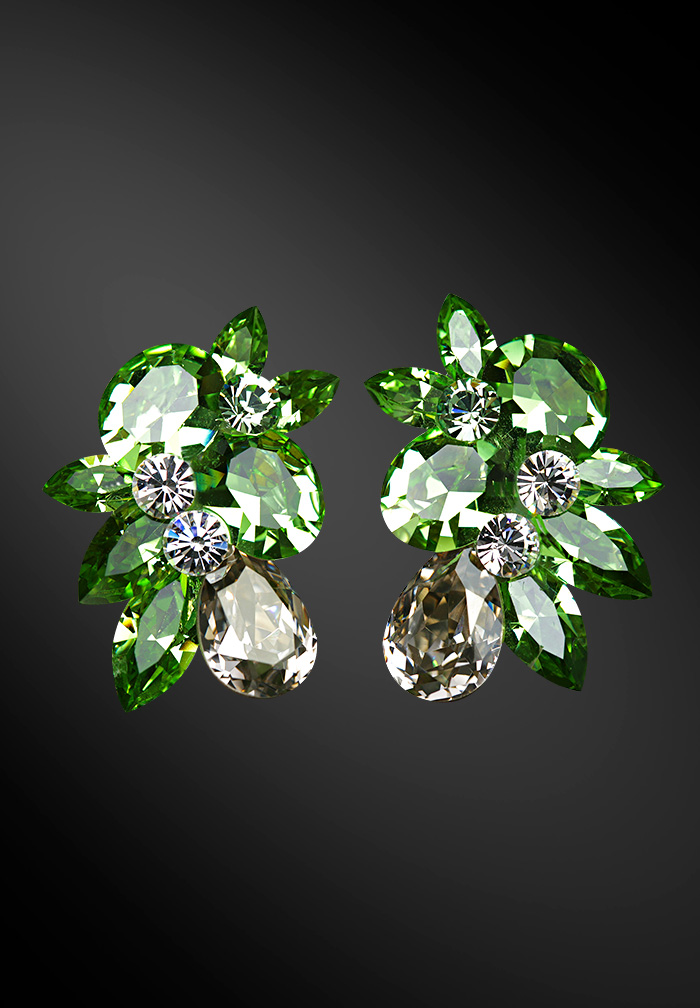 Zdenka Arko Peridot & Crystal Rhinestone Earrings UH08002-57-Peridot