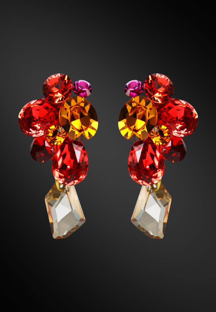 Zdenka Akro Padparadsha & Topaz Rhinestone Earring UH11005-160-Padparadscha