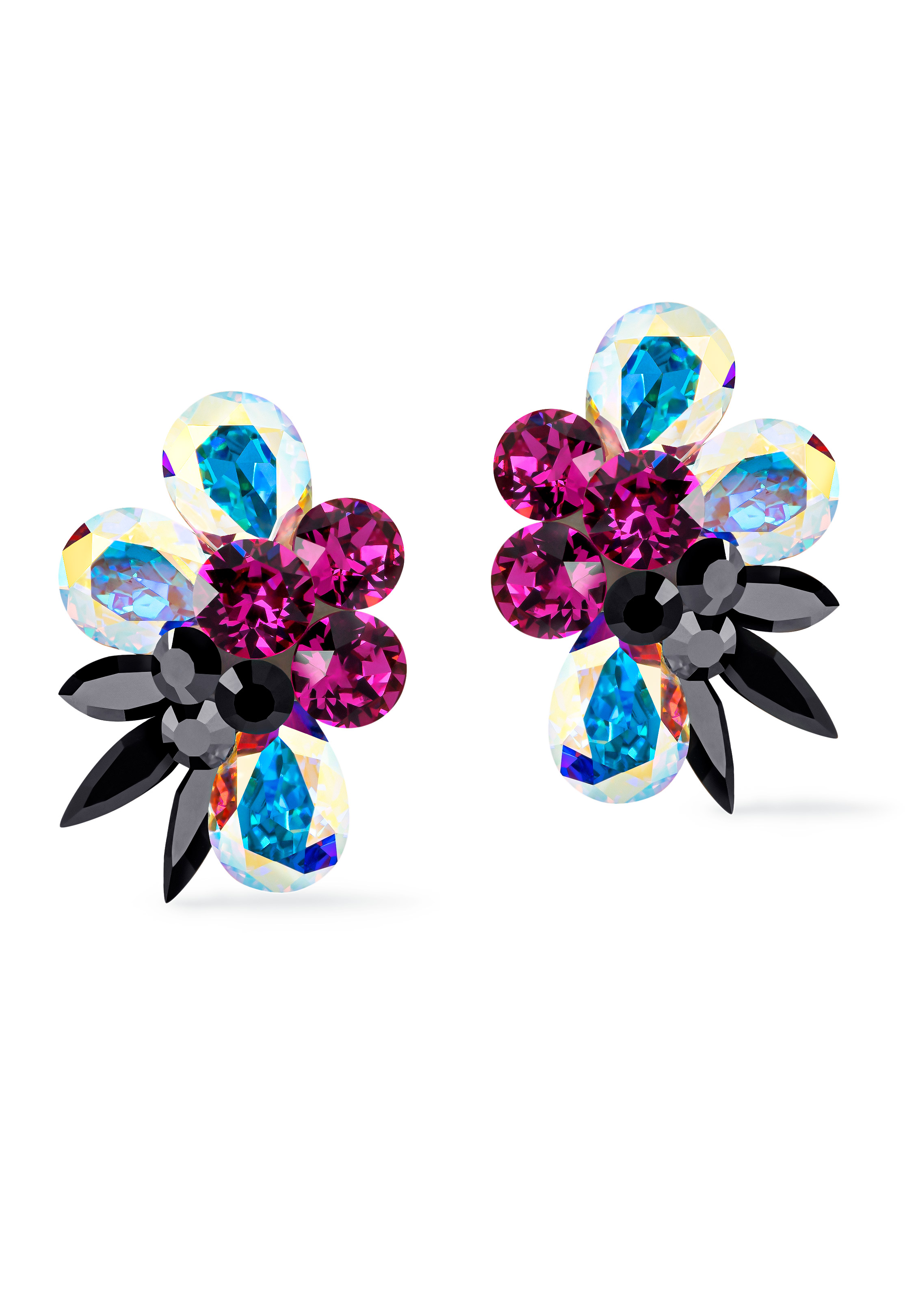 Zdenka Arko Fuchsia & Crystal AB Rhinestone Earrings UH12001-105-Fuchsia / Crystal AB / Jet