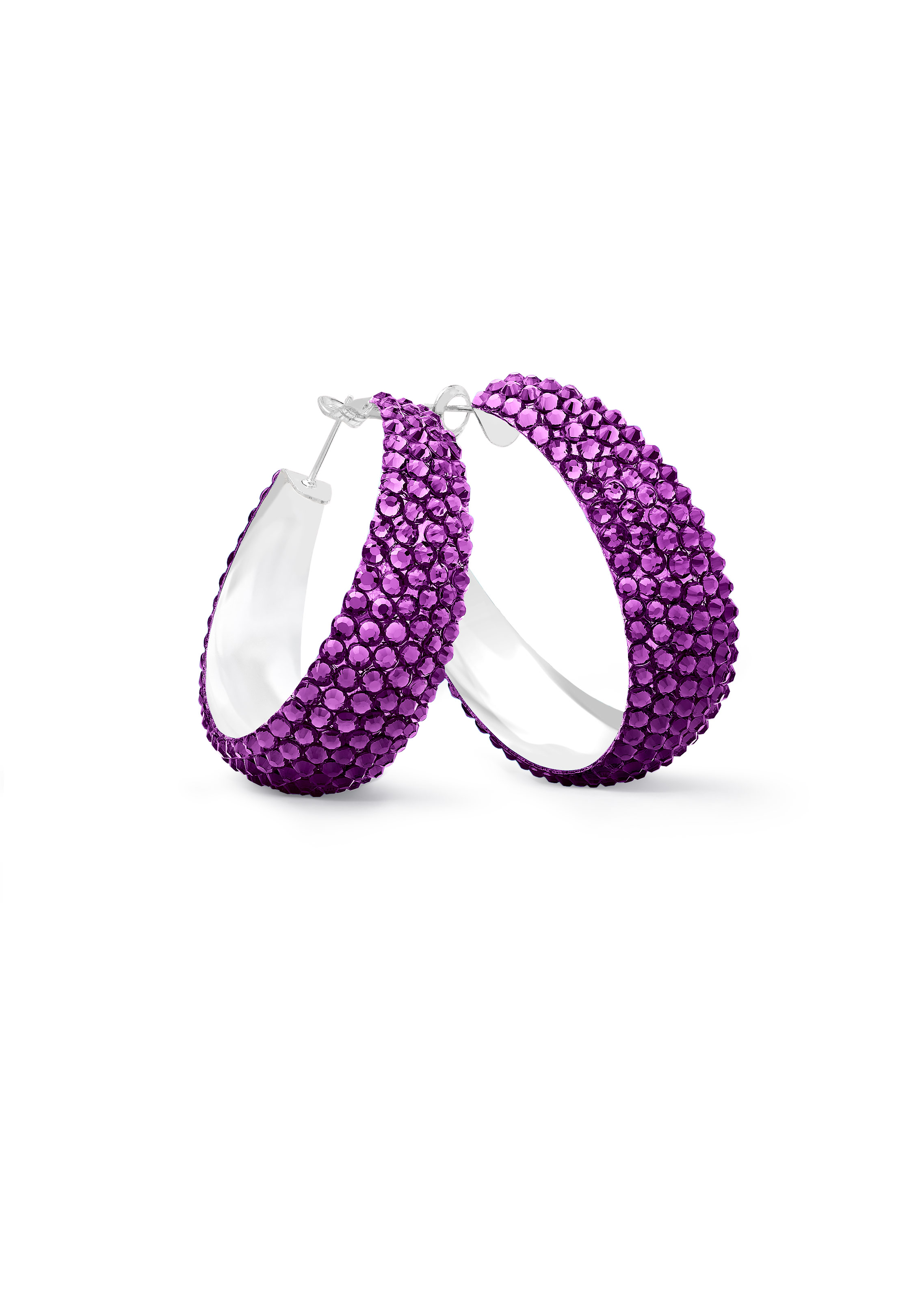 Zerlina Crystal Hoop Earrings-L (1.75 X 1.75 inch)-Amethyst