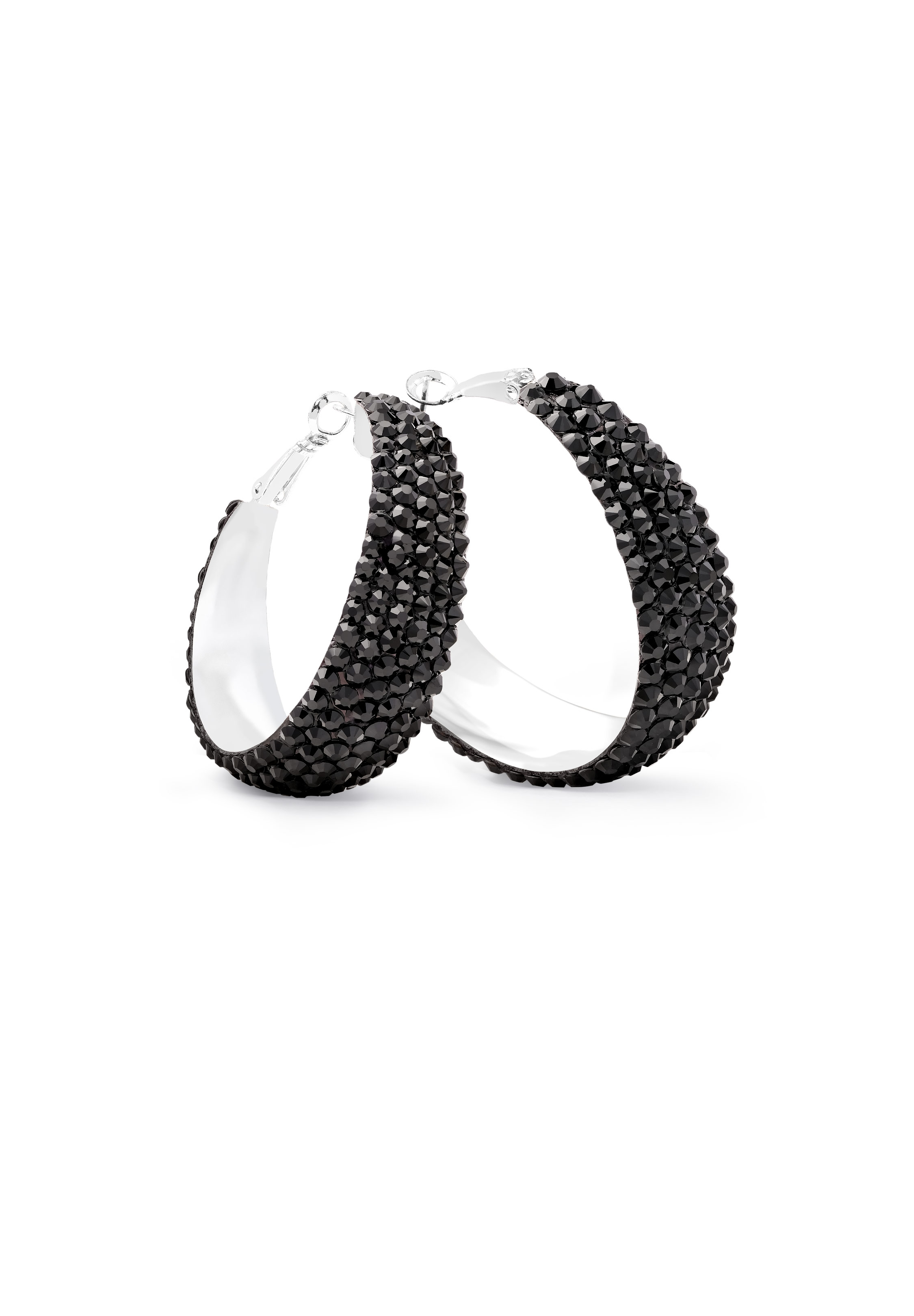 Zerlina Crystal Hoop Earrings-L (1.75 X 1.75 inch)-Jet