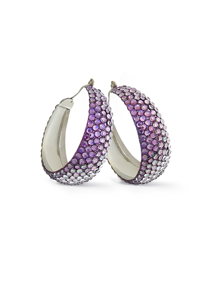 Zerlina Crystal Hoop Earrings-L (1.75 X 1.75 inch)-Violet