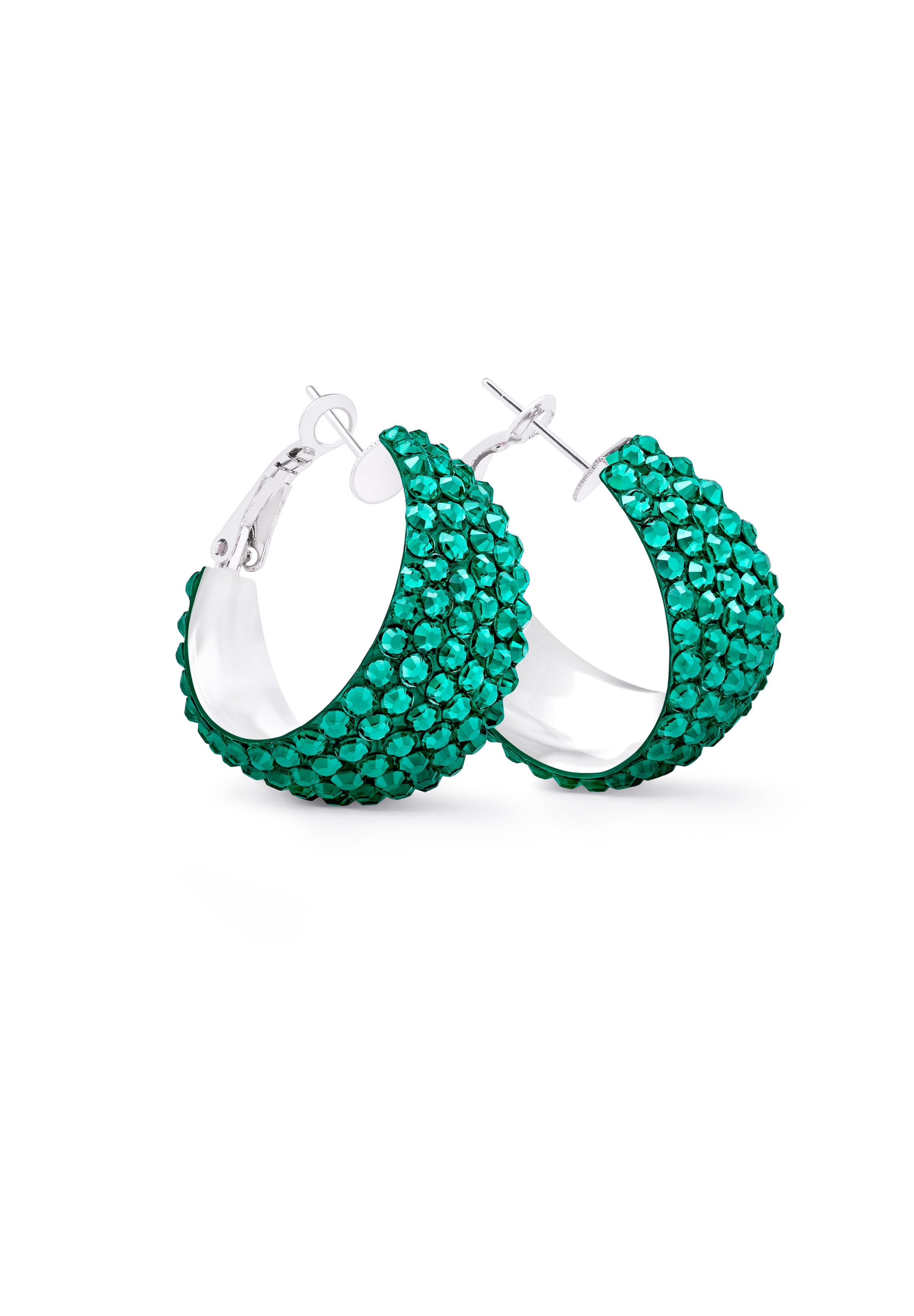 Zerlina Crystal Hoop Earrings-S (1.2 x 1.2 inch)-Emerald