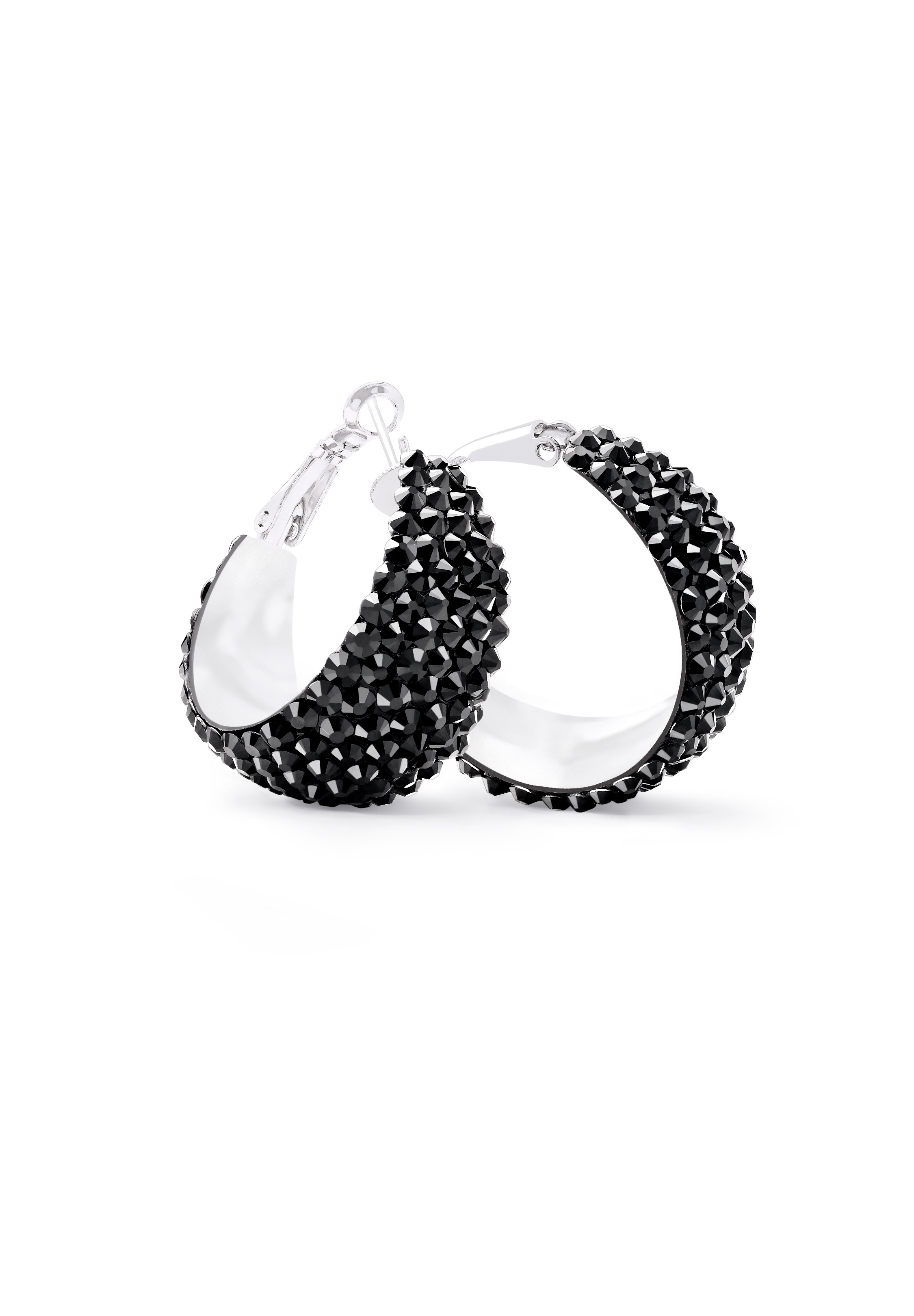 Zerlina Crystal Hoop Earrings-S (1.2 x 1.2 inch)-Jet