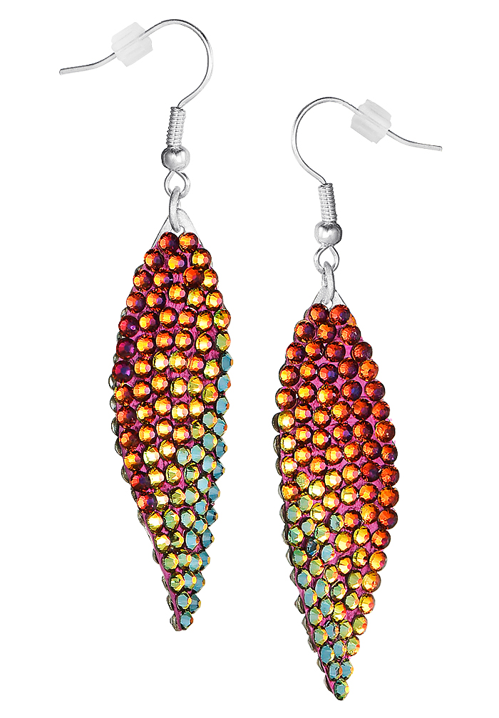 Zerlina Swarovski Rhinestone Leaf Drop Earrings Volcano ZP212-Volcano