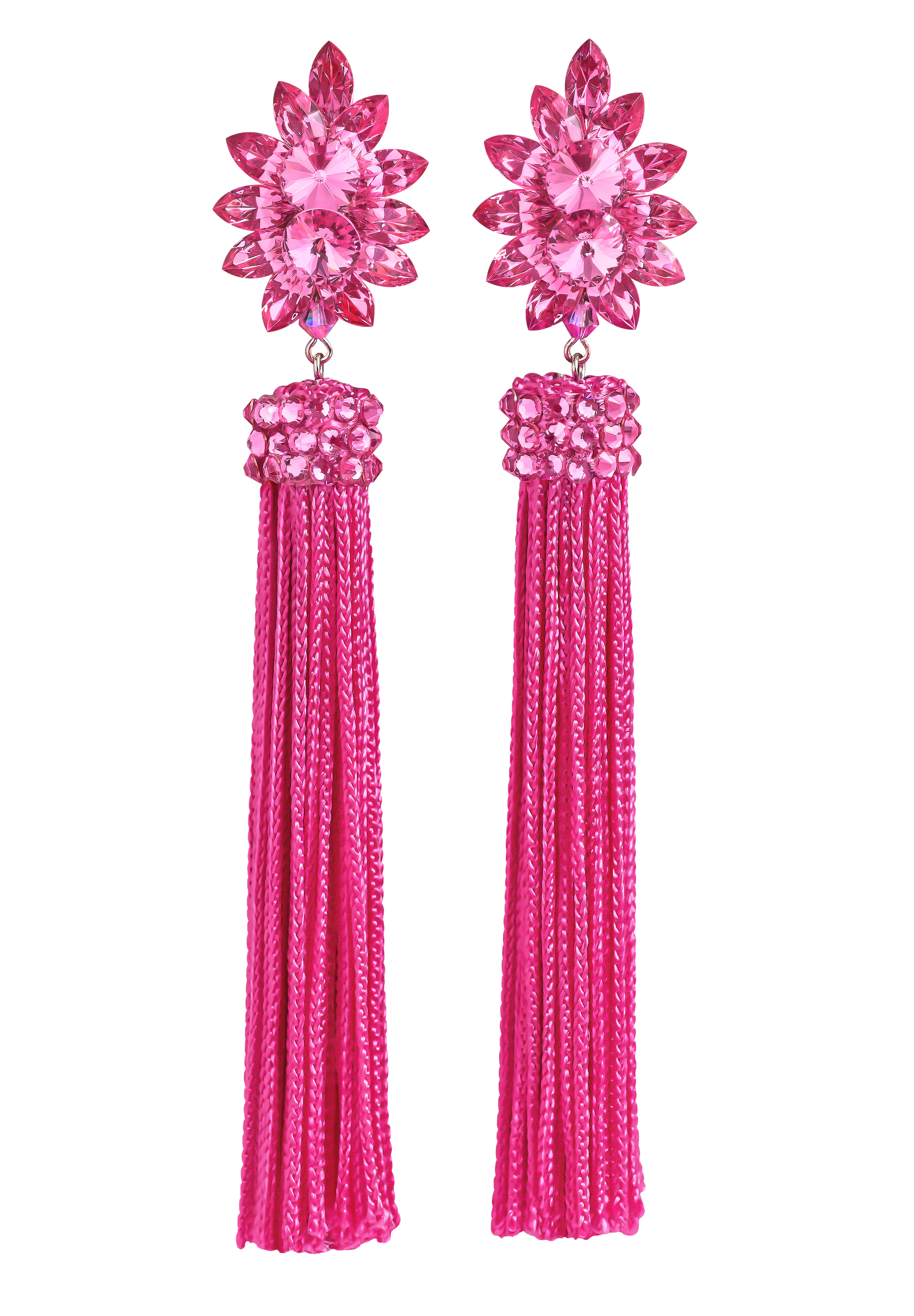 Zerlina Crystallized Rose Fringe Earrings Rose FC311-Rose