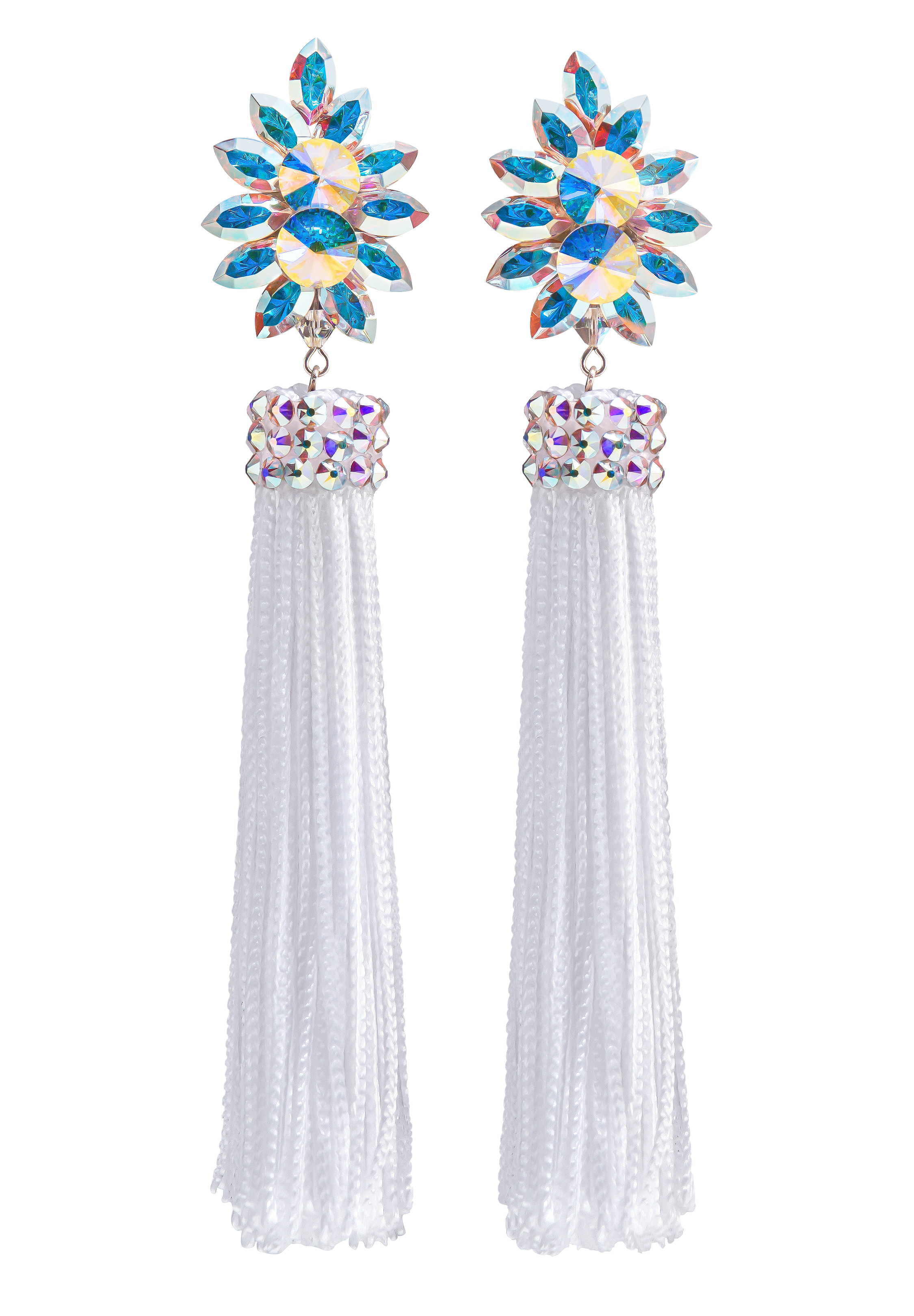 Zerlina Crystallized White Fringe Earrings Crystal AB FC303-Crystal AB