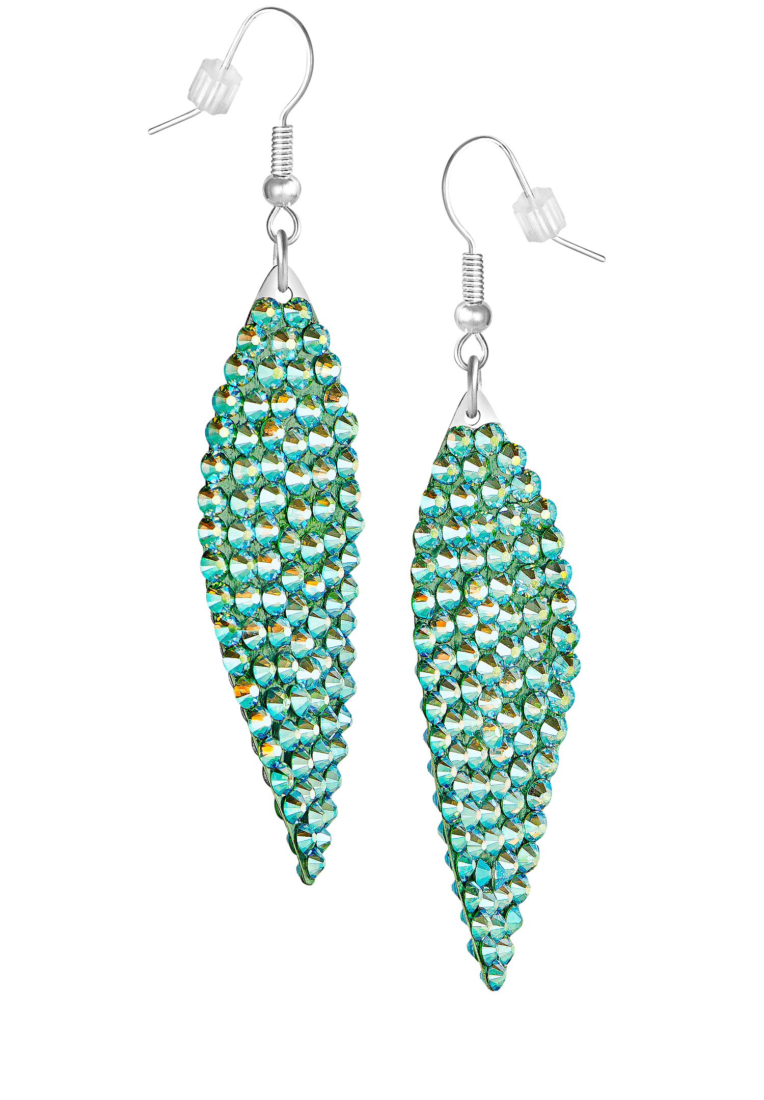 Zerlina Swarovski Rhinestone Leaf Drop Earrings Peridot AB ZG204-Peridot AB