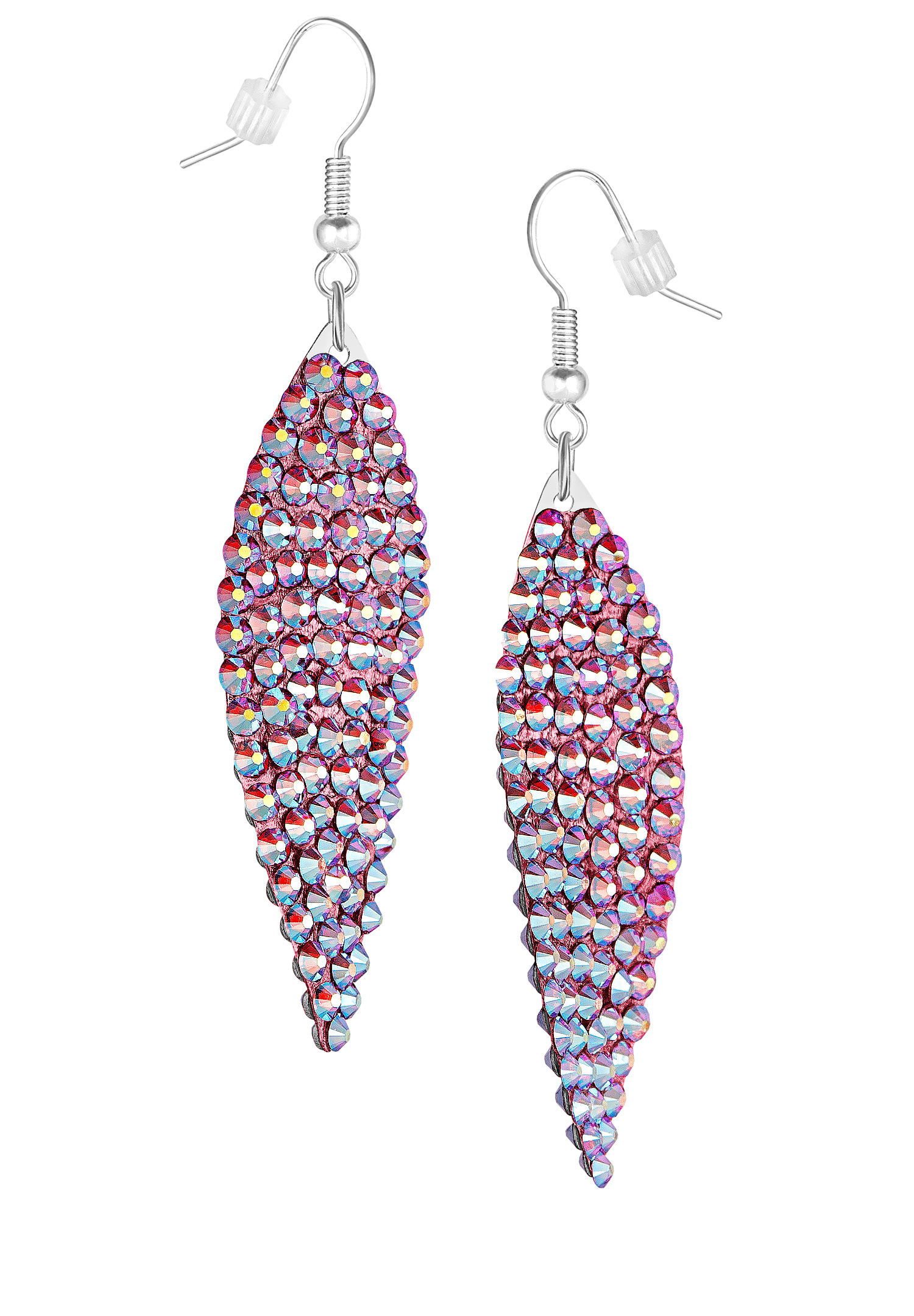 Zerlina Swarovski Rhinestone Leaf Drop Earrings Light Siam AB ZR203-Light Siam AB