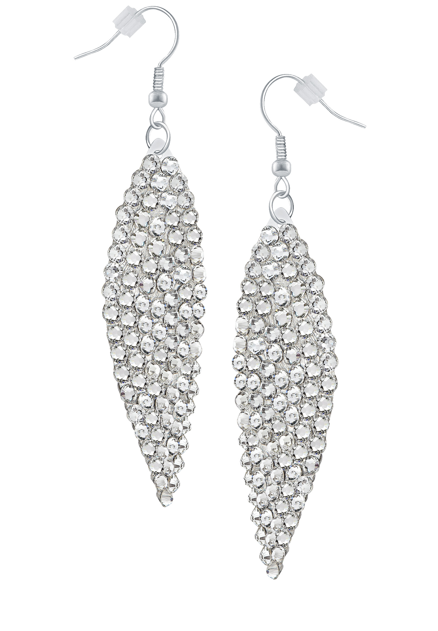 Zerlina Swarovski Rhinestone Leaf Drop Earrings Crystal ZC201-Crystal