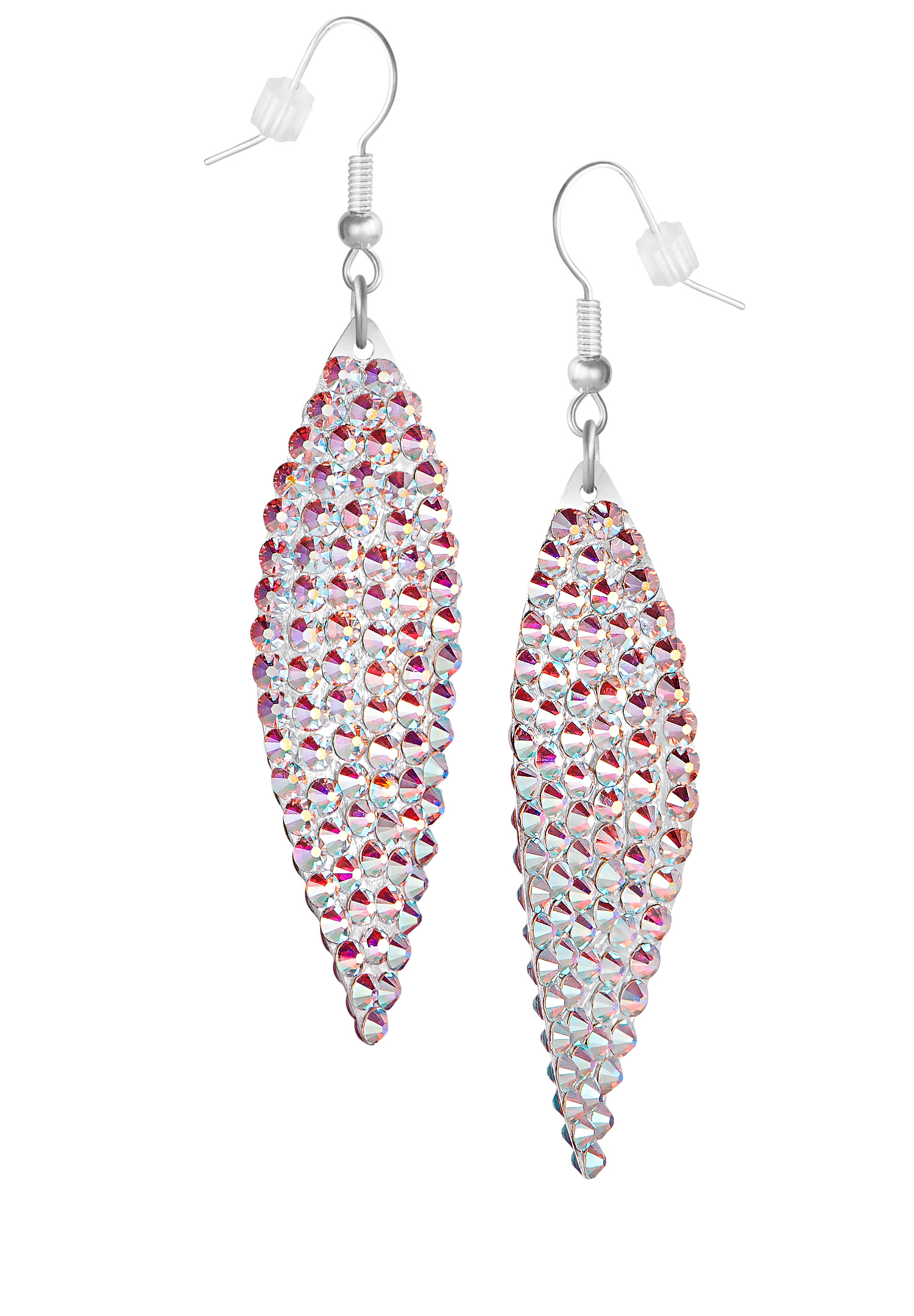 Zerlina Swarovski Rhinestone Leaf Drop Earrings Crystal AB ZC202-Crystal AB