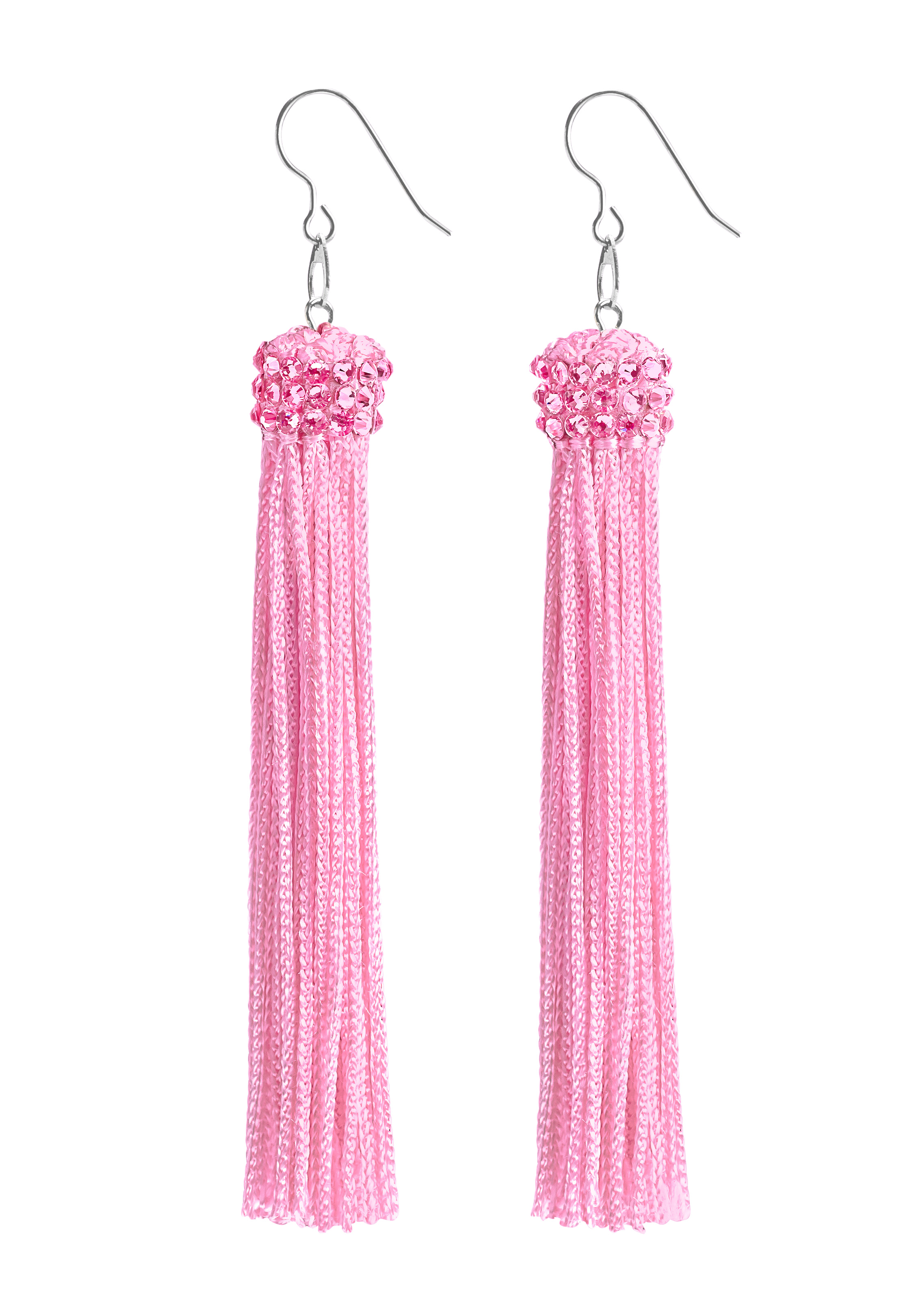 Zerlina Rose Pink Fringe Rhinestone Earrings Light Rose FC410-Rose Pink