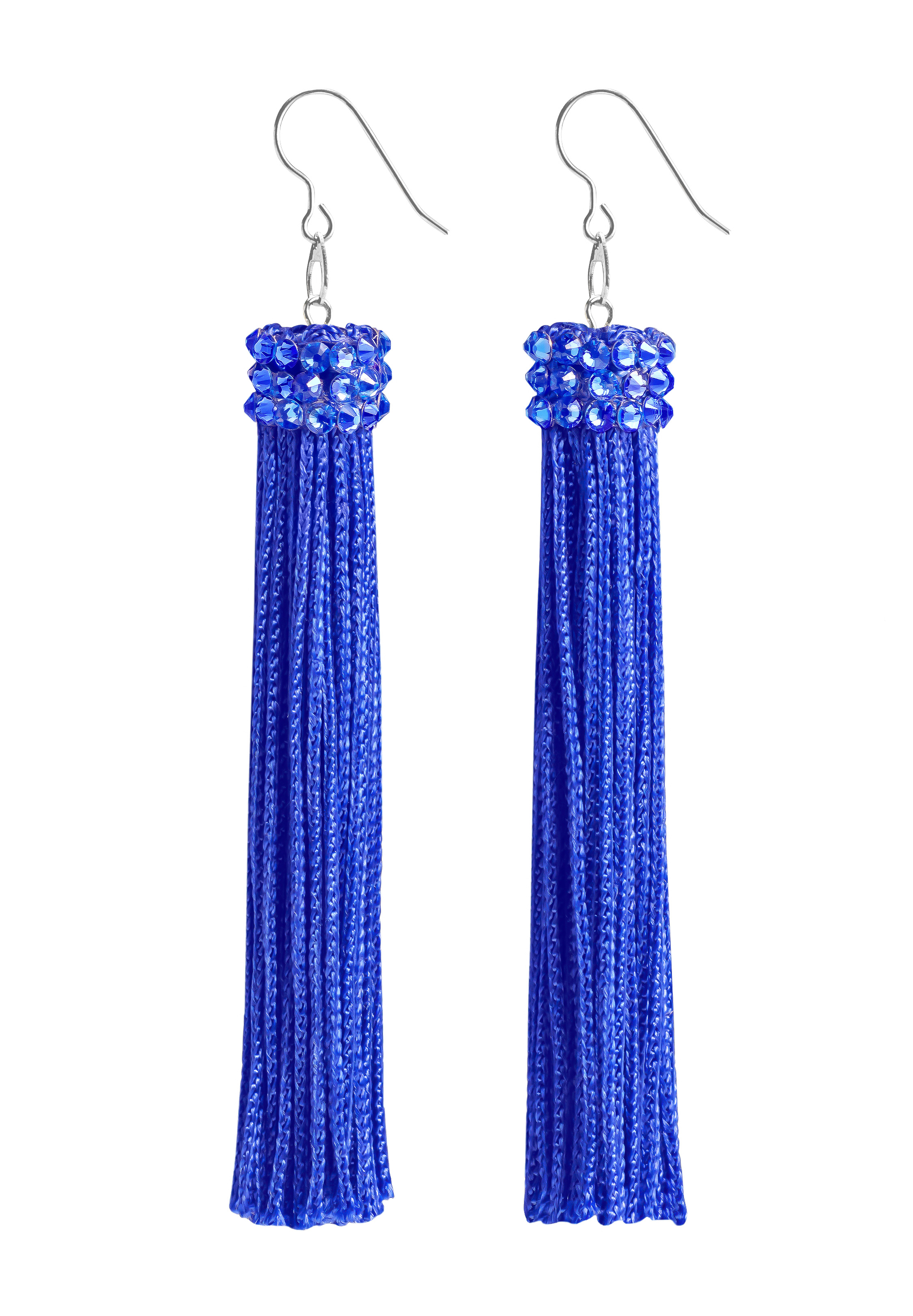 Zerlina Sapphire Fringe Rhinestone Earrings Sapphire FC407-Sapphire