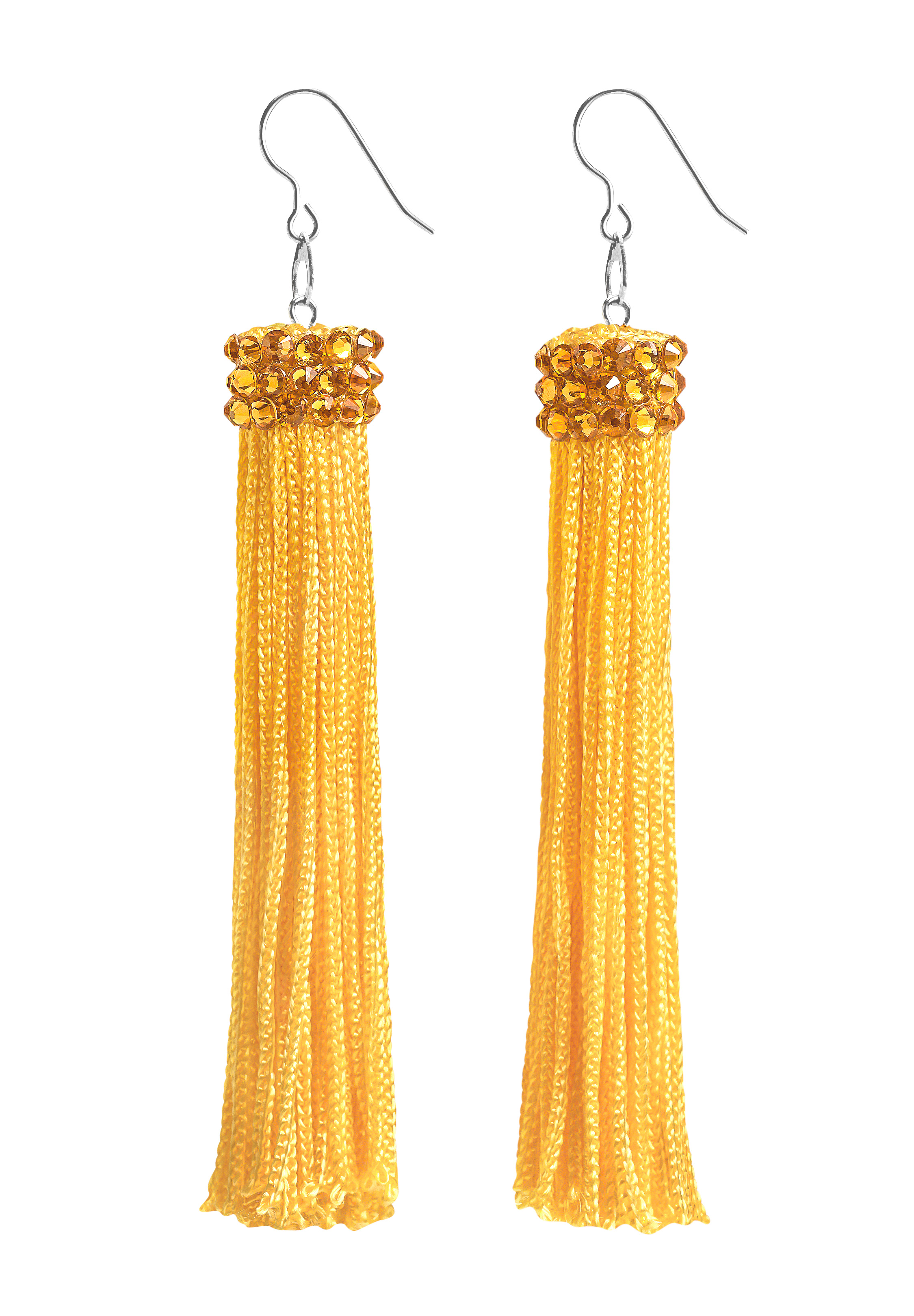 Zerlina Sunrise Fringe Rhinestone Earrings Topaz FC413-Sunrise