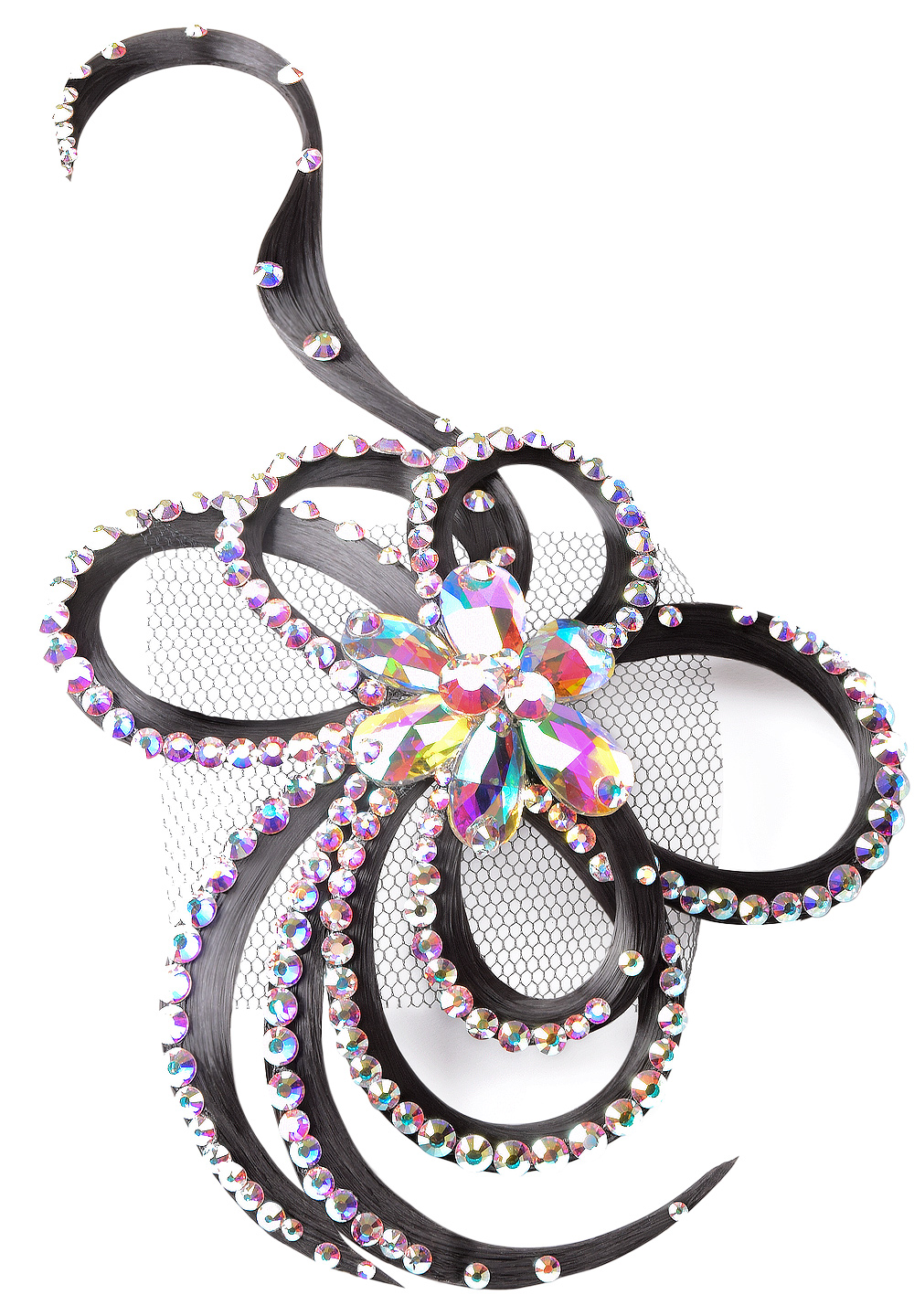 Taka Floral Teardrop Crystal Hair Piece HO-008-Black