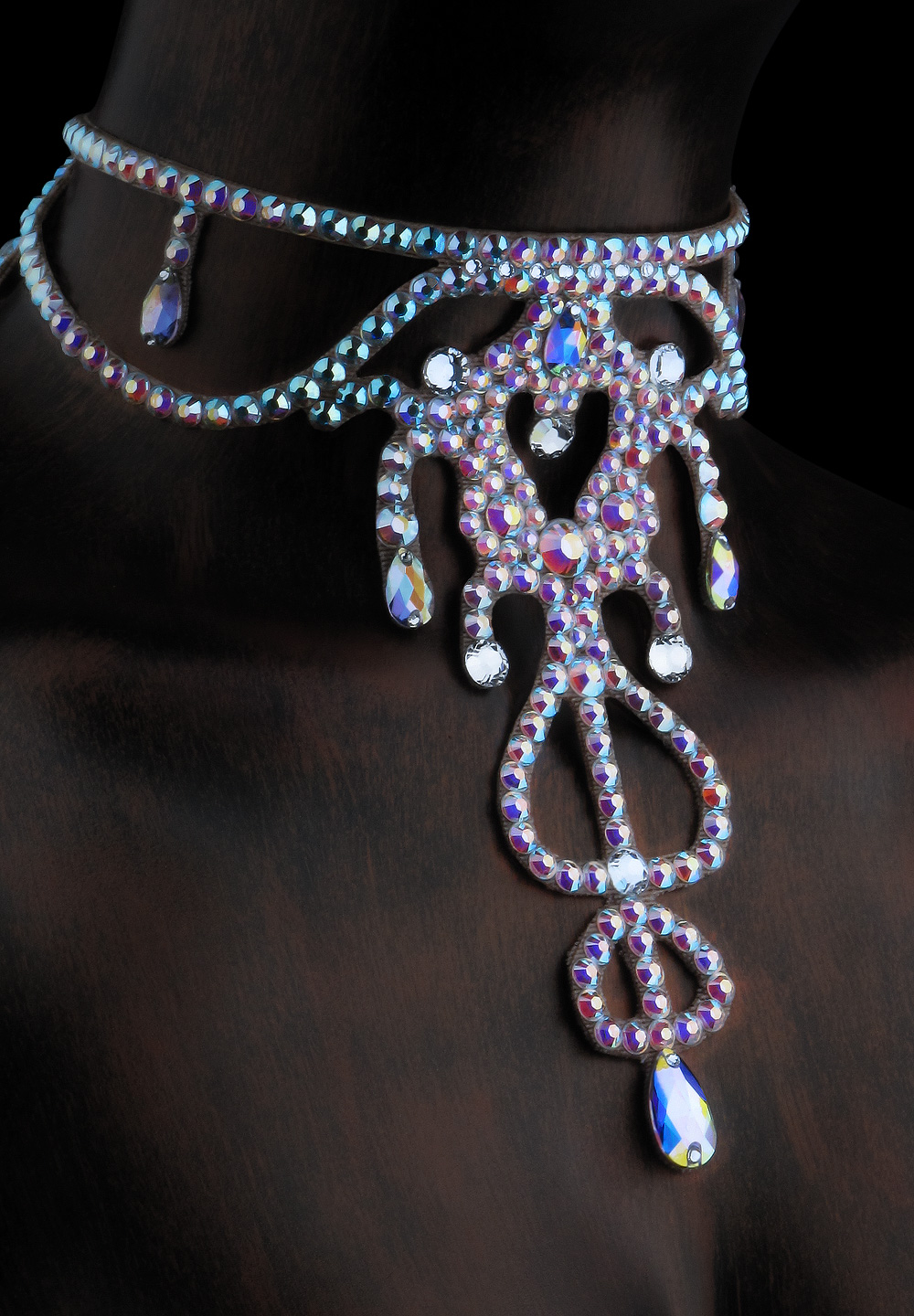 Serena Rhinestone Choker CK-507-Crystal AB