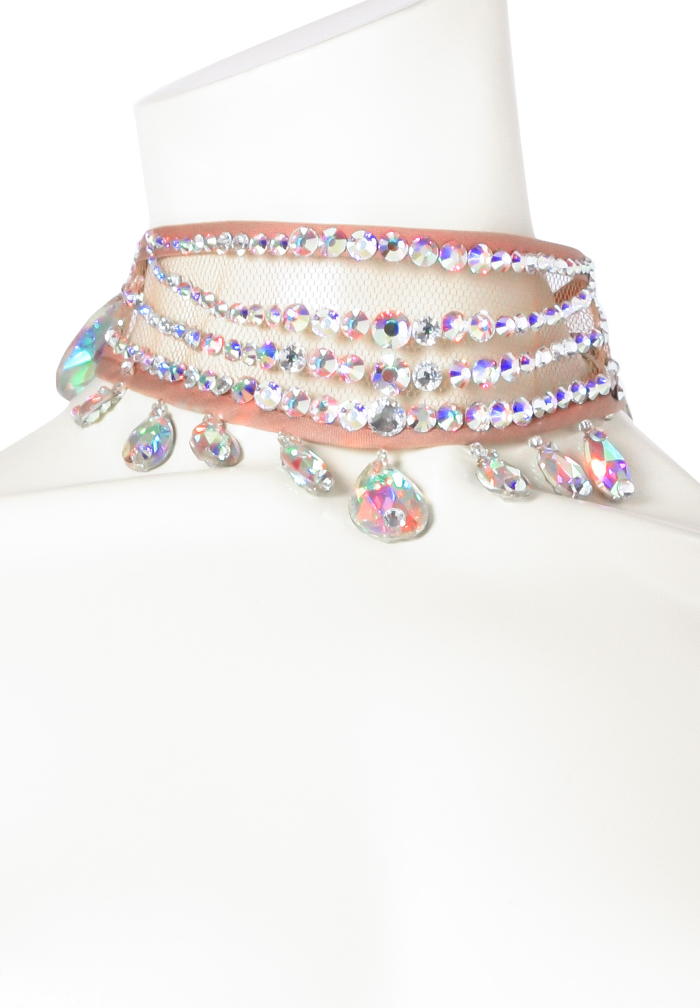 Taka Teardrop Crystallized Dance Choker CH-024-Nude / Crystal AB