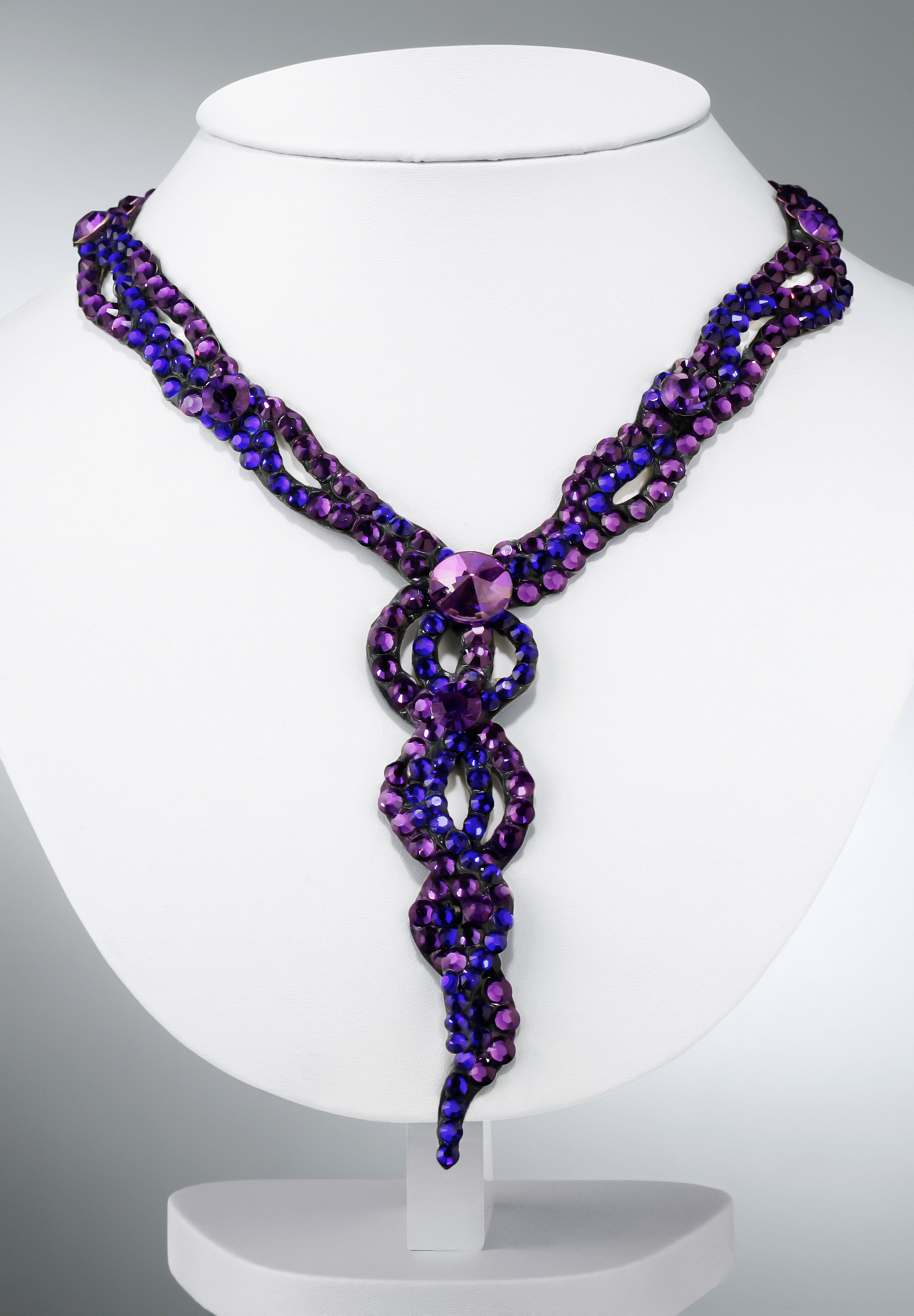 Zdenka Arko Cobalt Blue & Amethyst Crystallized Necklace NC11004-10-Cobalt Blue / Amethyst 
