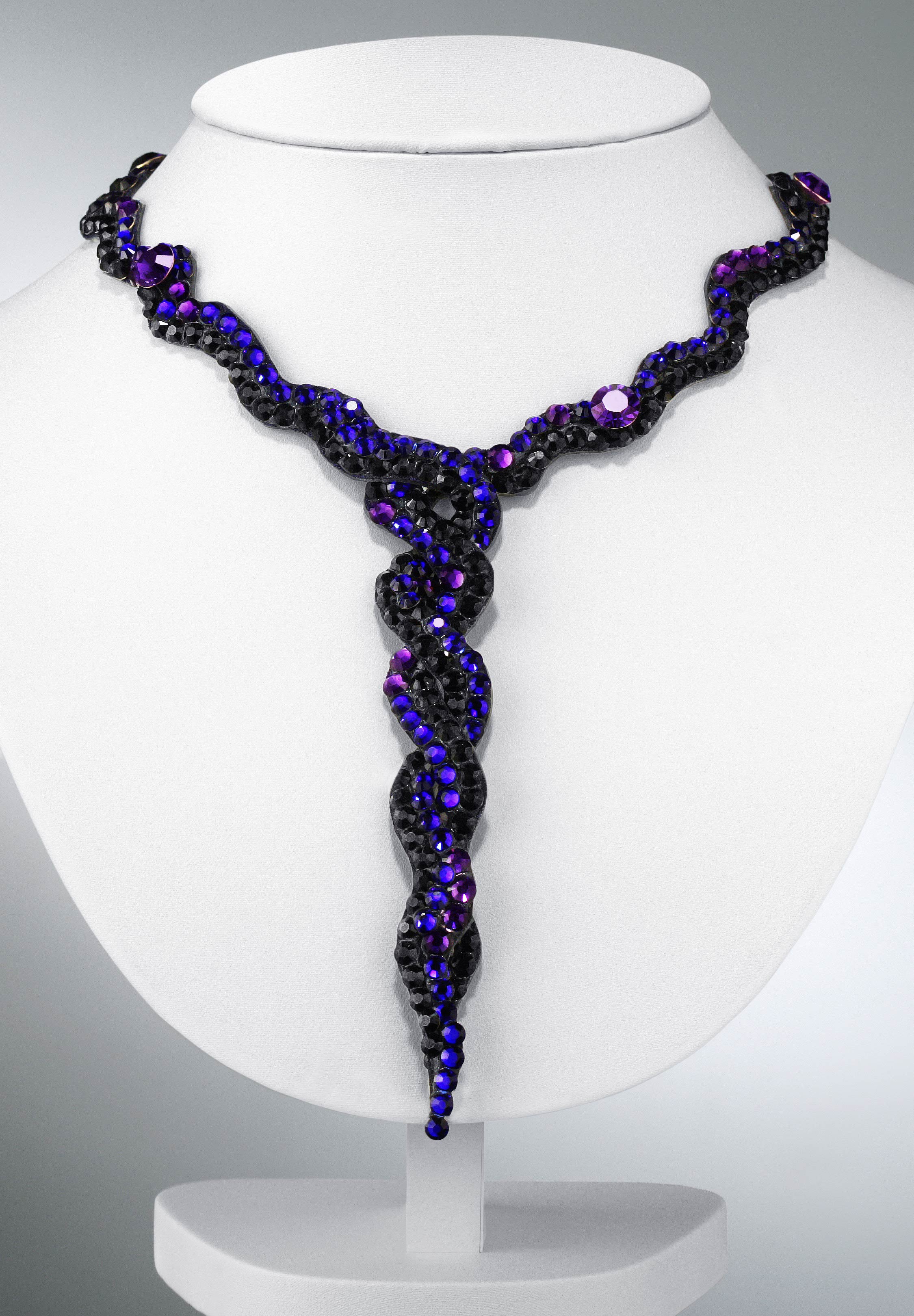 Zdenka Arko Jet & Cobalt Blue Crystal Necklace NC11004-11-Jet / Cobalt Blue