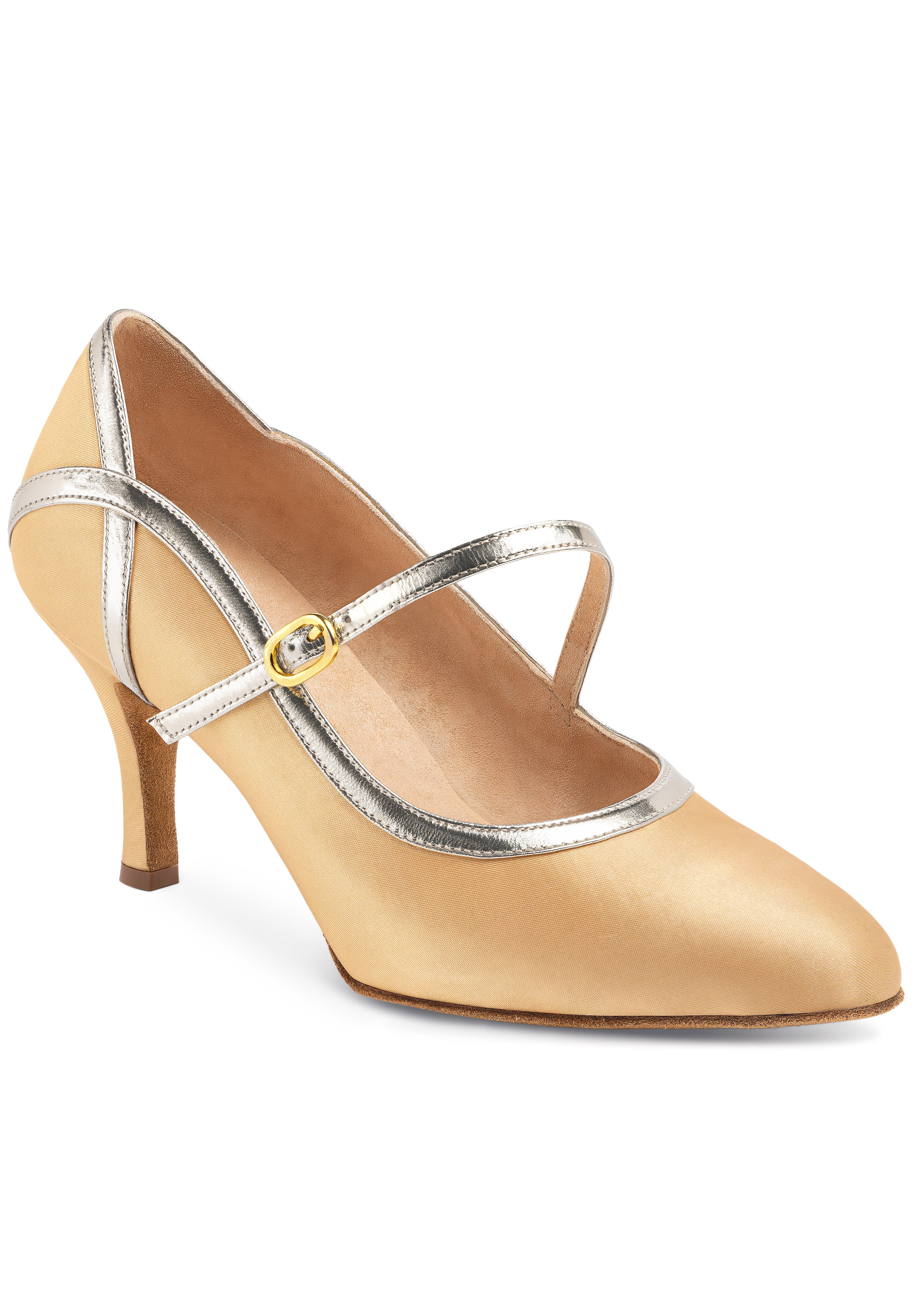 2HB Women Ballroom Dance Shoes Erica-Satin 023 / Platinum Mirror Calf