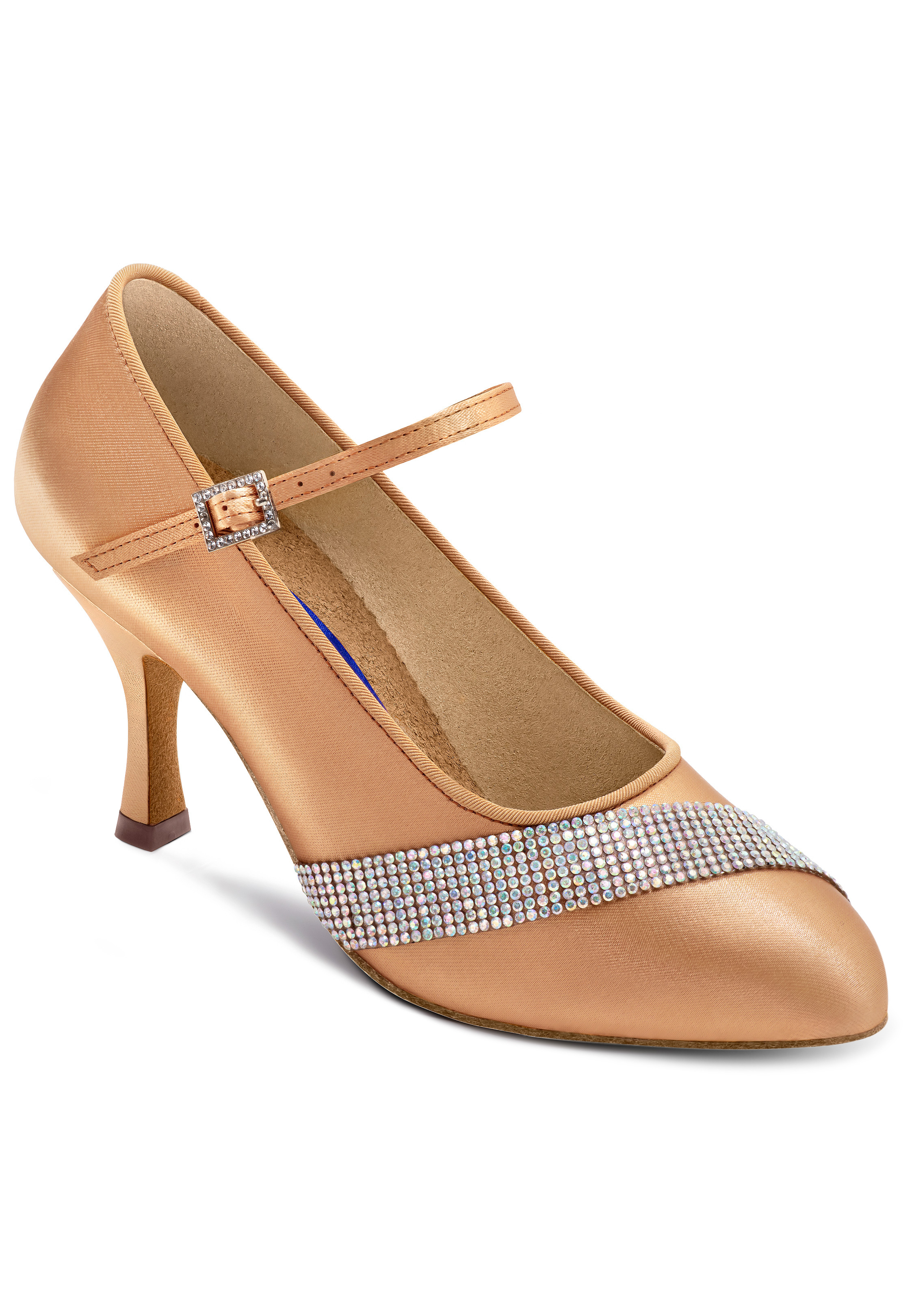 Dance America Brooklyn R Crystallized Shoes-Light Tan Satin