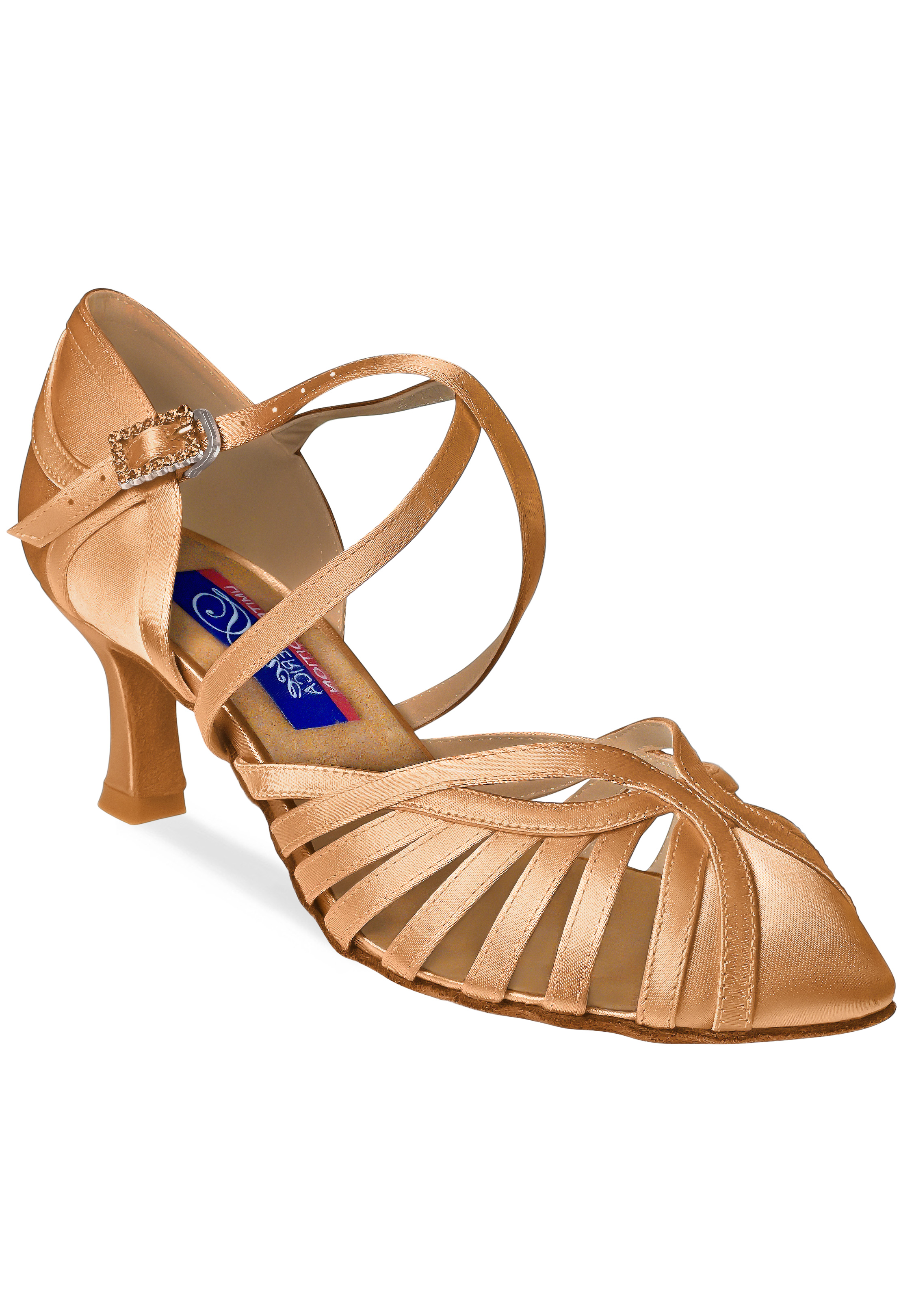 Dance America Hollywood Smooth Dance Shoes-Light Tan Satin
