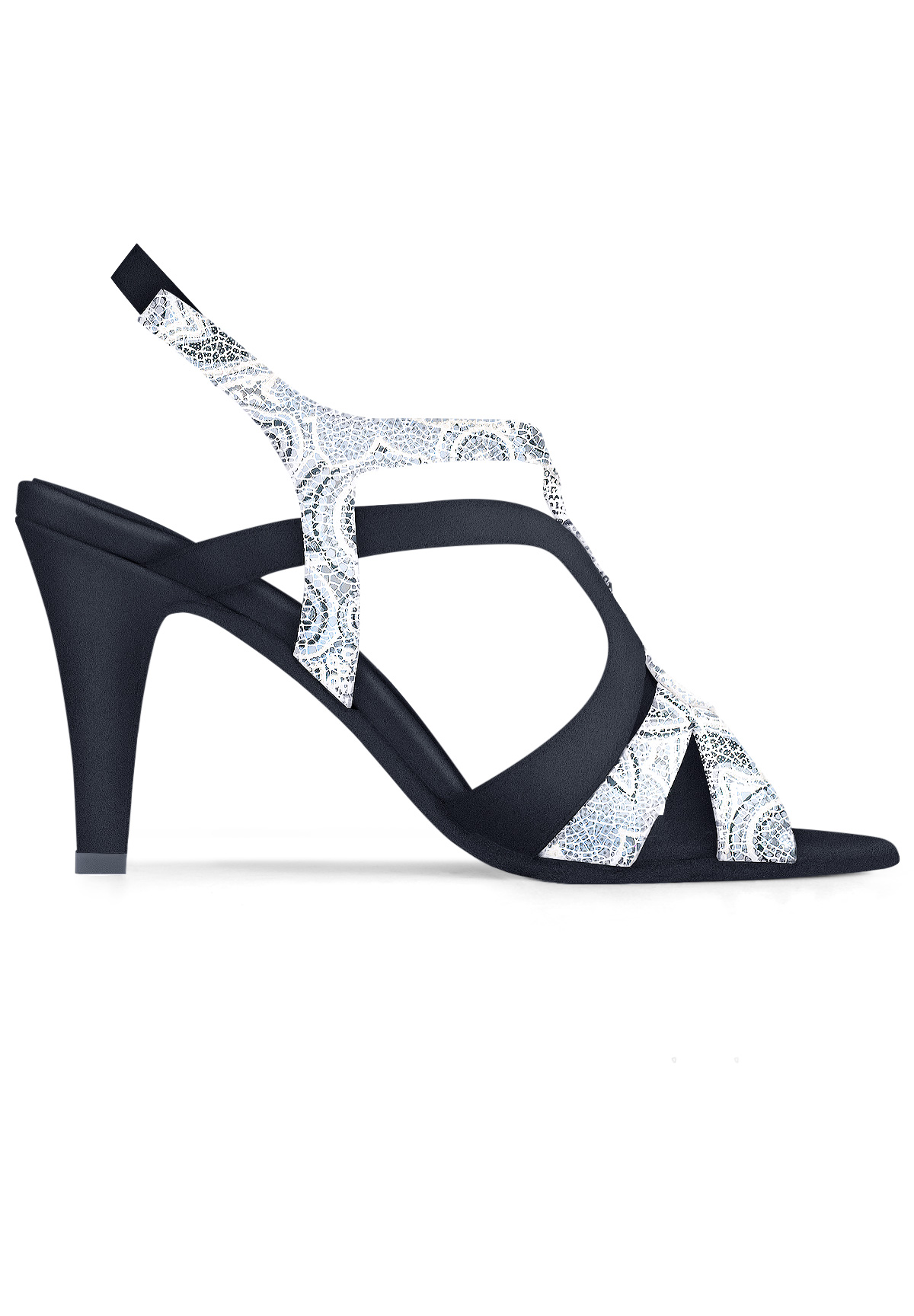 Dance Naturals Bussola Art. 86-Black Suede/Black&Silver Egypt Print